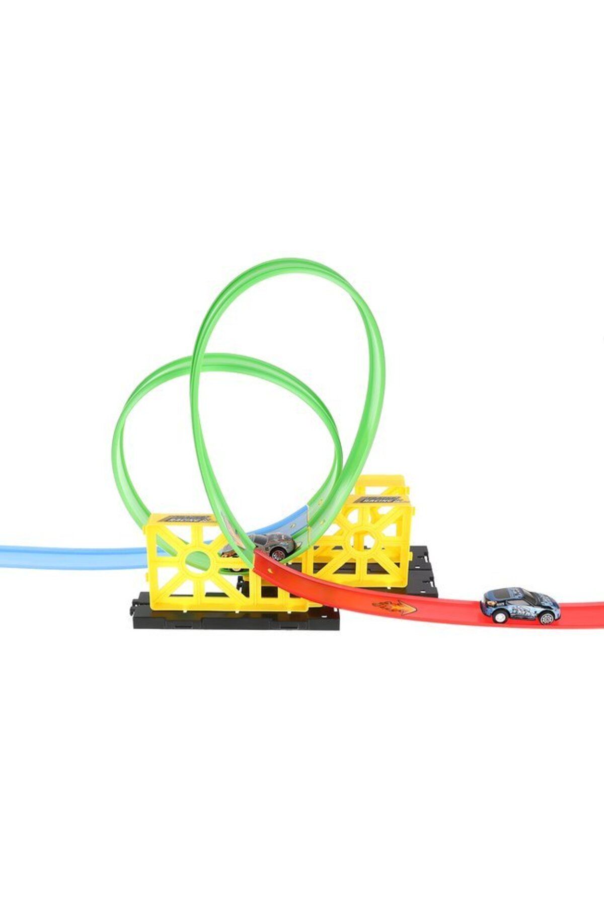 Iso-Circuit with launcher and toy car, track with x 2 loops and 2 cars, track length 165 cm 2