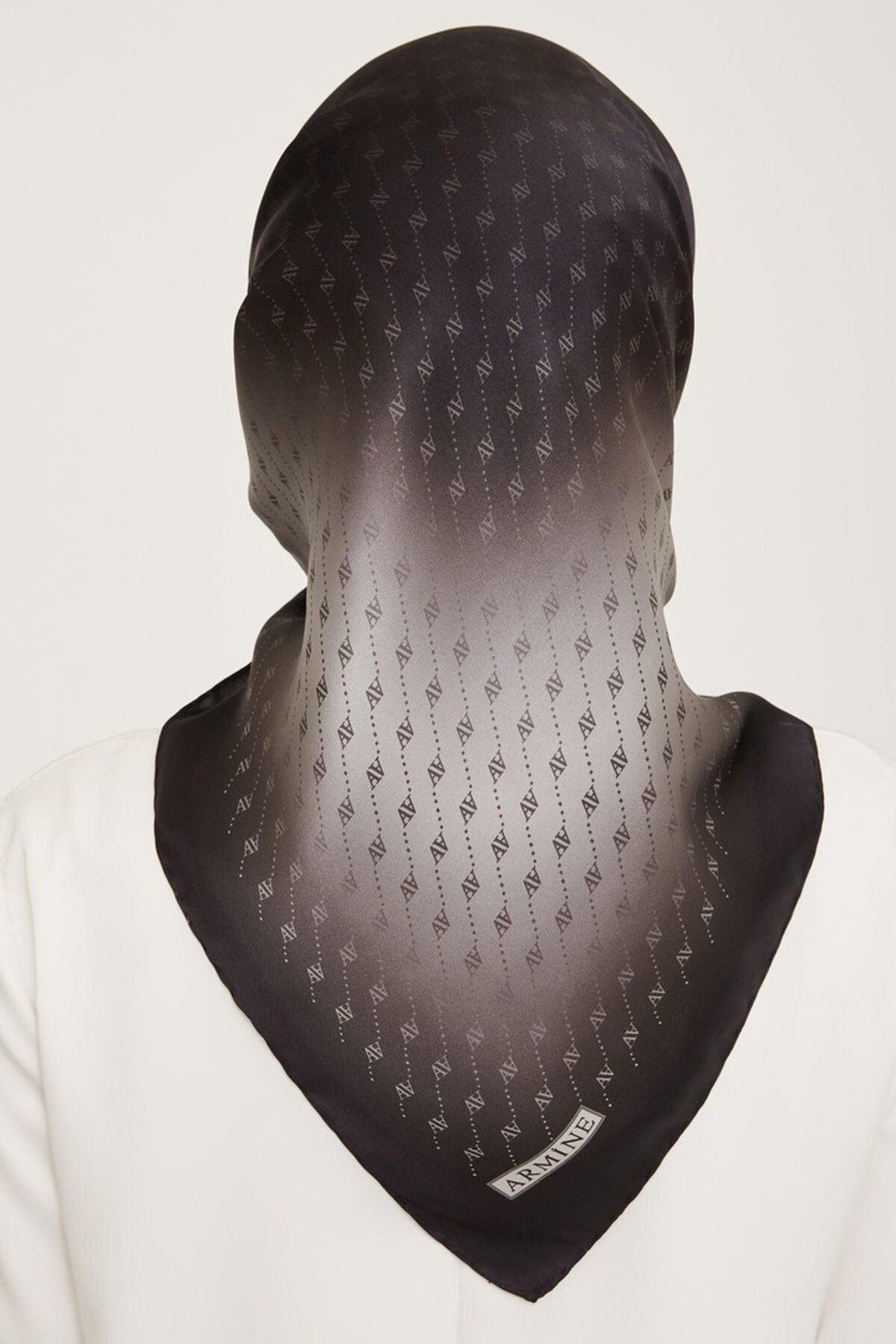 Armine-Nostalgia Series Silk Twill Scarf 9003D-08 Geometric Pattern Black 3