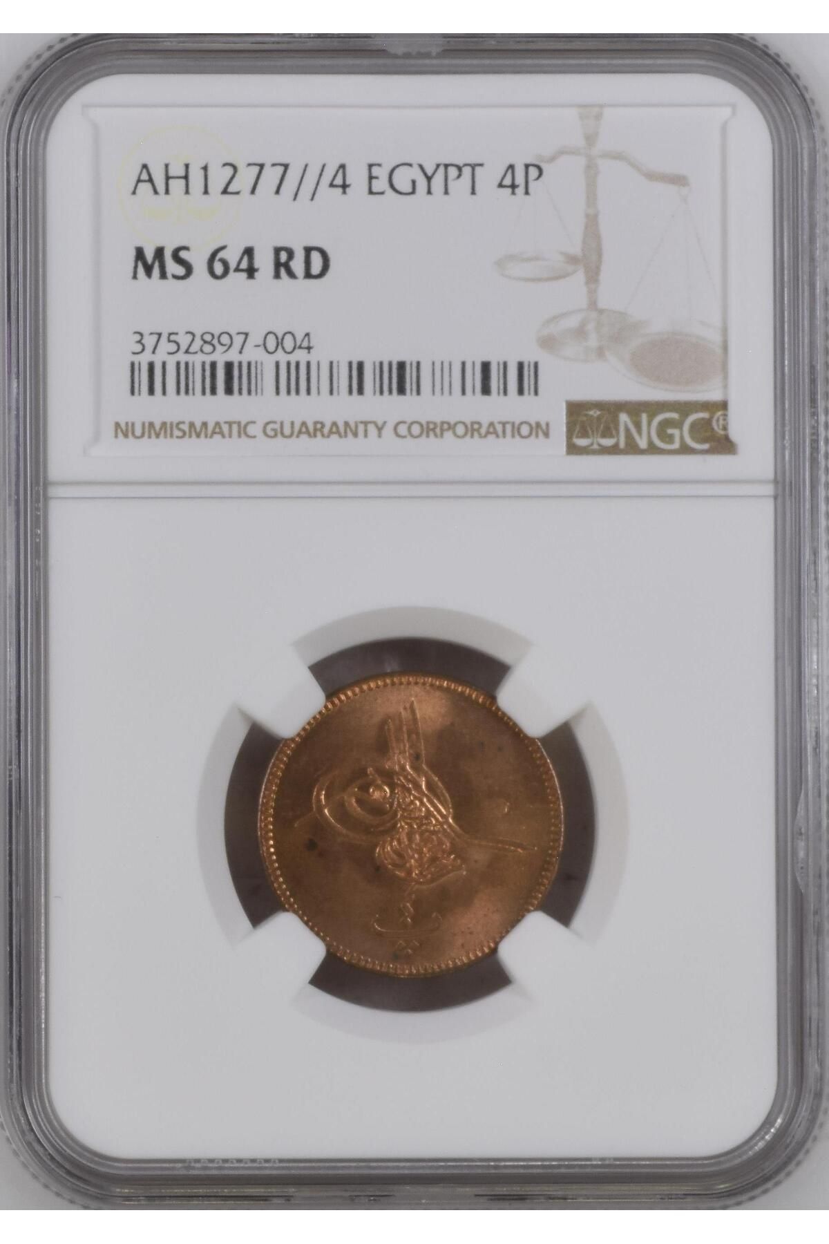 Lidya Koleksiyon Sultan Abdülaziz 1277/4 Mısır Bakır 4 Para - ÇİL - NGC MS64