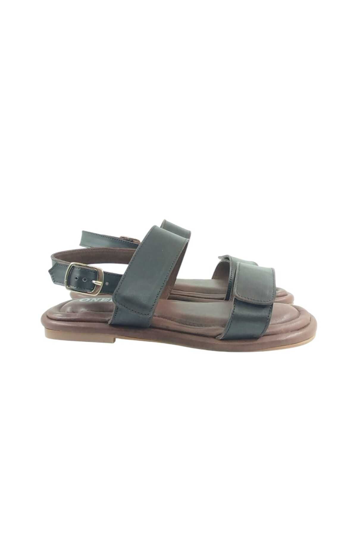 Oneka Shoes Kadın Günlük Sandalet 866425 KST1005 Kahverengi napa