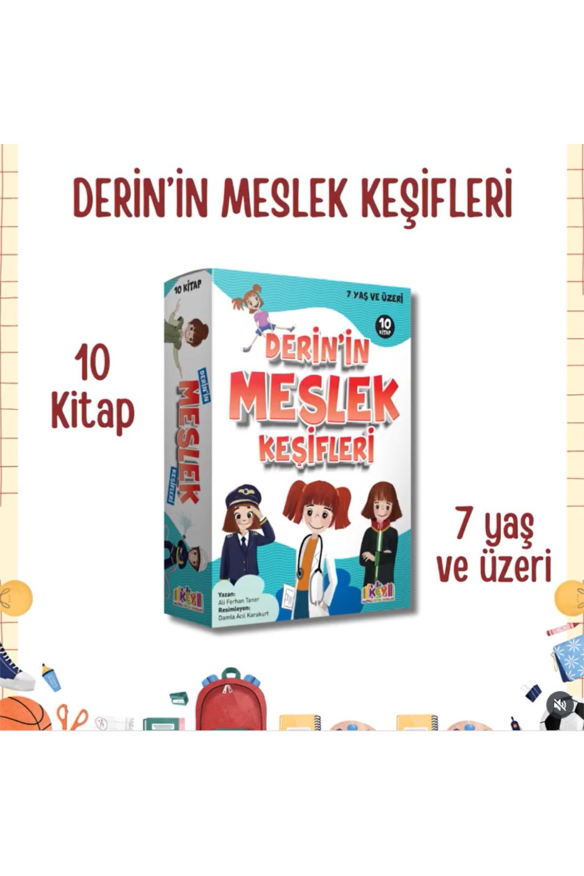 3K YAYIN Kaliteli Eğitim Yayınları (KEY) DERİN'İN MESLEK KEŞİFLERİ Hikaye Serisi 10 Kitap 7 Yaş+ 2.SINIF