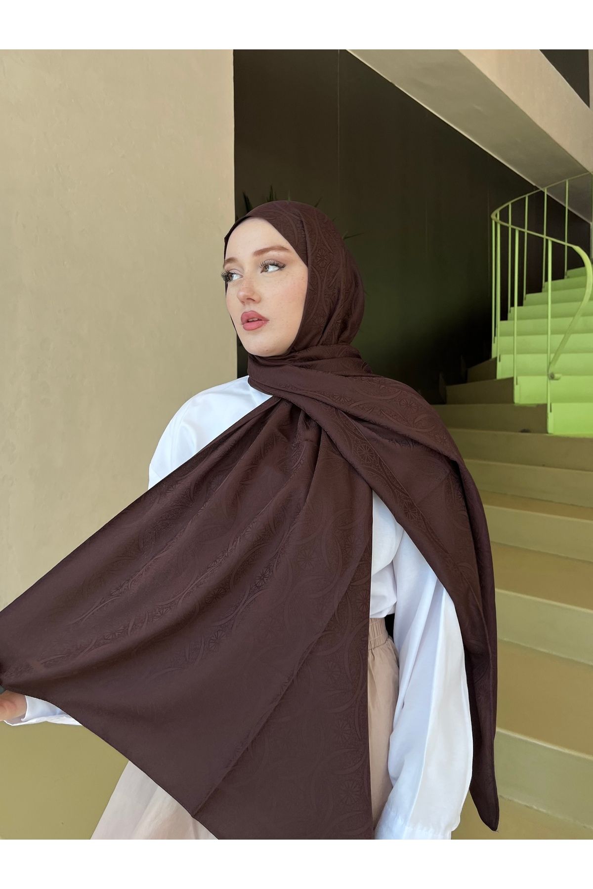 hijabchi Etnik Jakar Şal Sarmaşık Yıldızı Desen -