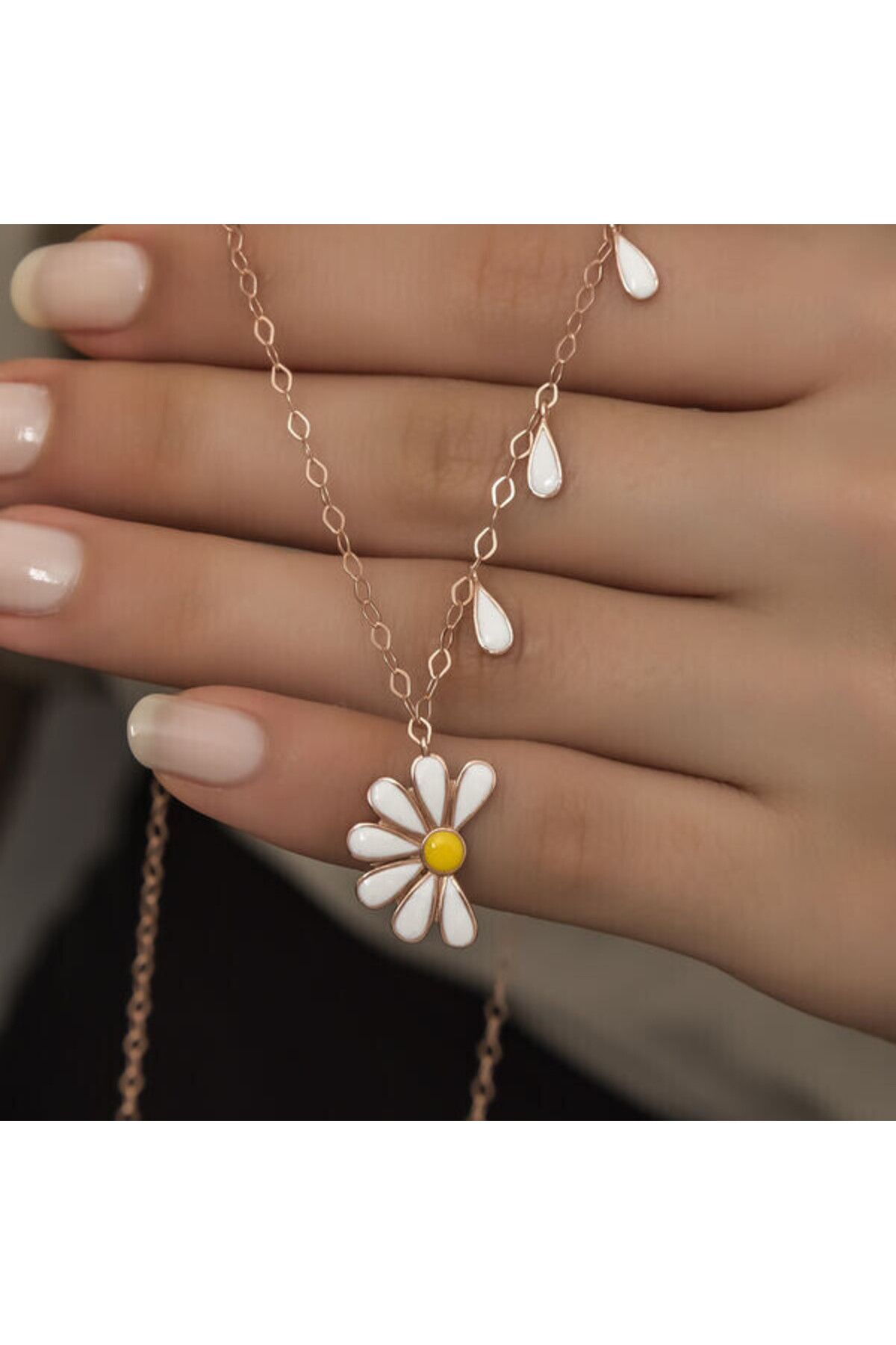 shop Rodyum Rose Papatya Seviyor Sevmiyor 925 Gümüş Ayar Kadın Kolye