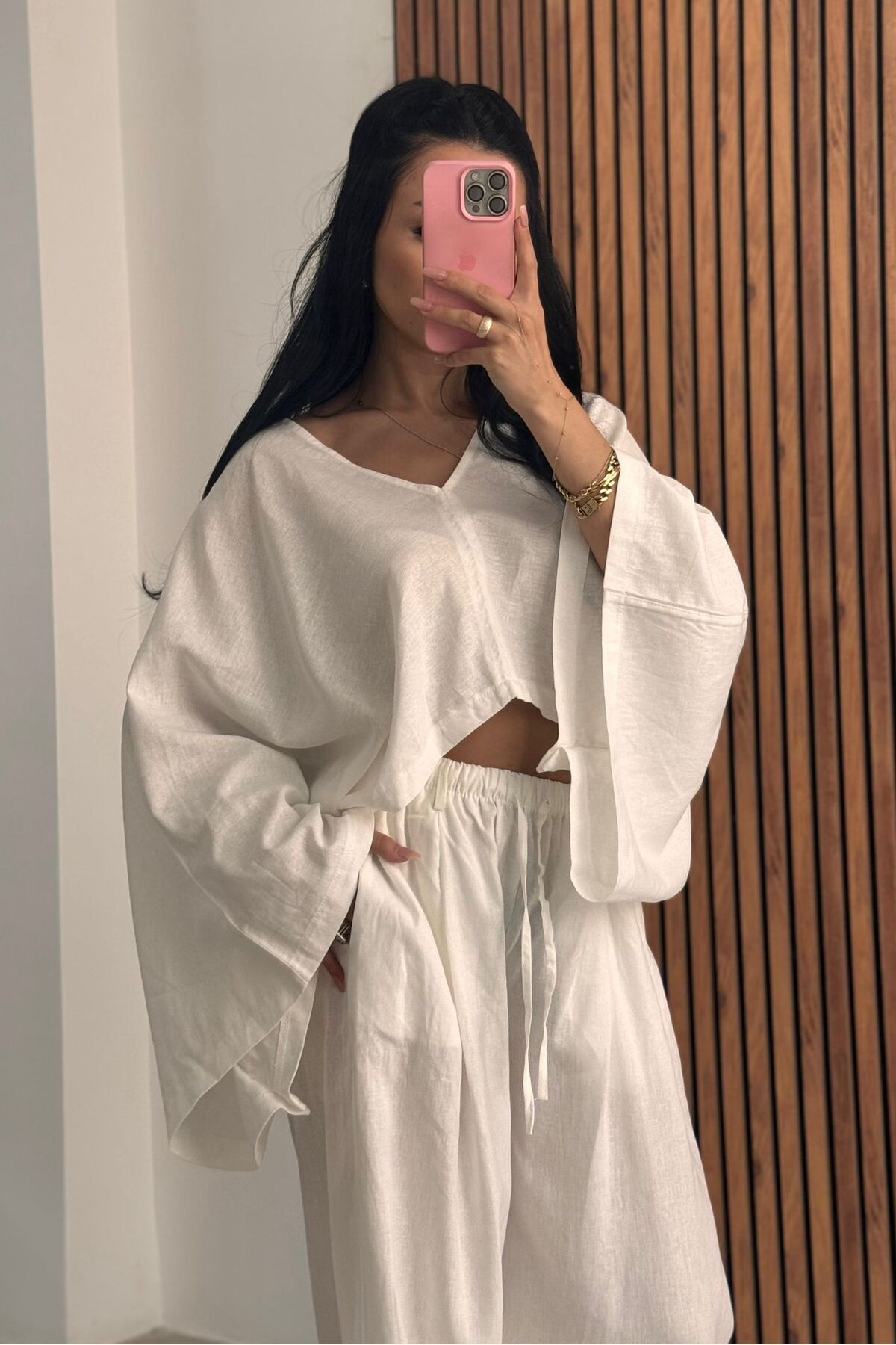 OKSOCOLLECTİON Pareo-Günlük Yarasa Bluz ve Bol Pantolon Takım