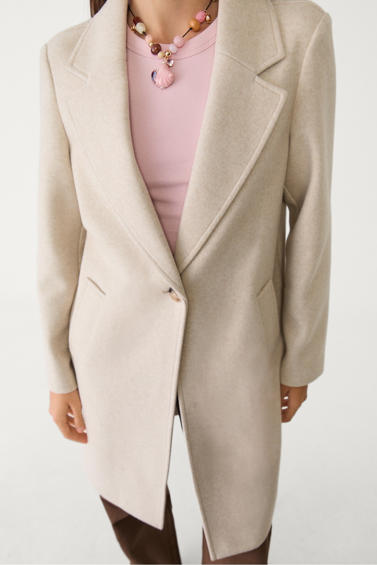 Stradivarius  Yumuşak Dokulu Düğmeli Midi Kaban - Görsel 3