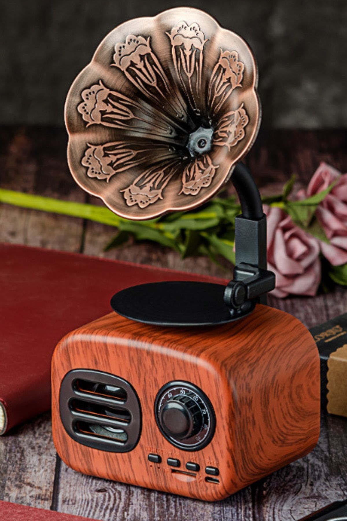 Zineets B5 Nostaljik Mini Gramafon Radyo Usb Aux Bluetooth Radyo Yüksek Ses Kalitesi