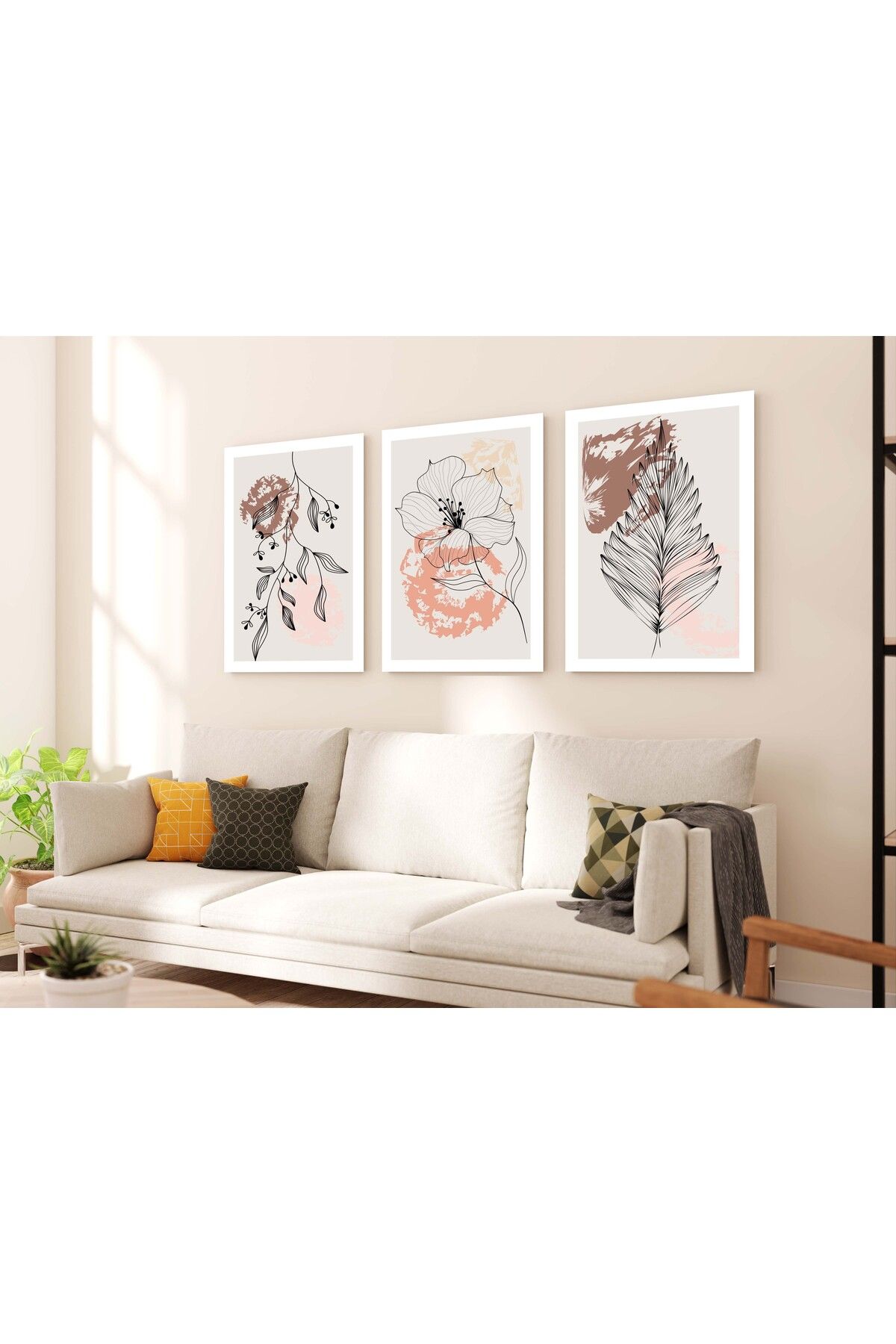 MAGNASTE Duvar Tablosu Çerçeve Görünümlü Mutfak Tabloları 3 lü Tablo Modern Tablo Bohem Tablo Premium Kalite