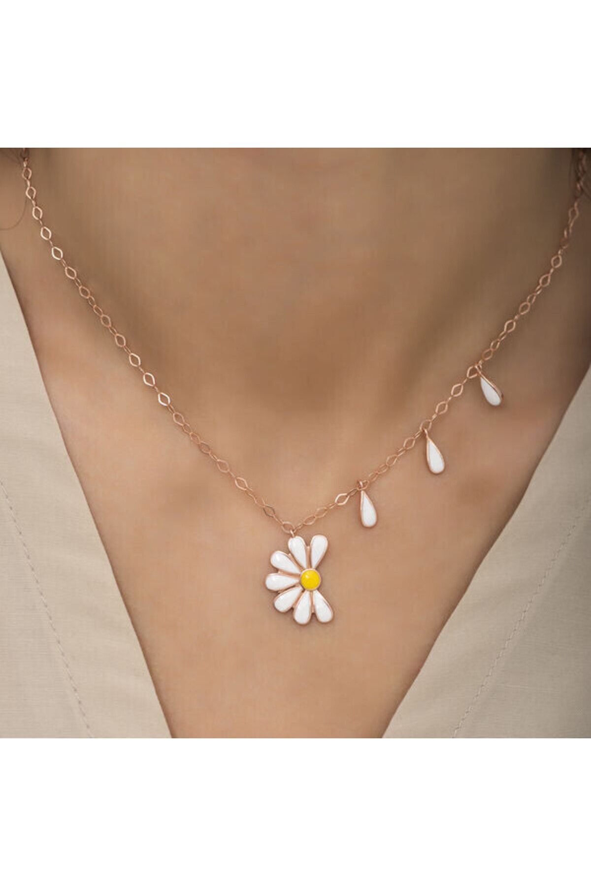 shop Rodyum Rose Papatya Seviyor Sevmiyor 925 Gümüş Ayar Kadın Kolye