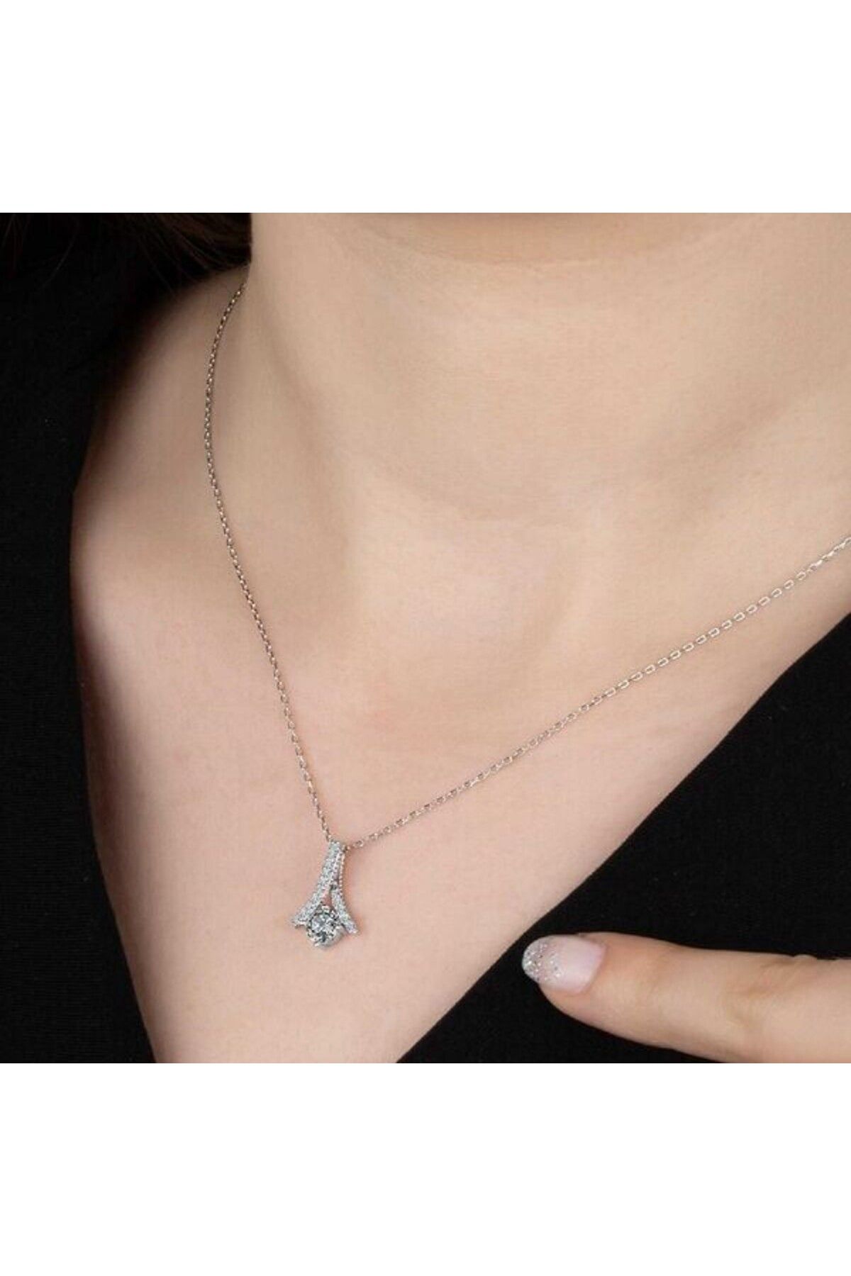shop Taşlı Tek Taş 925 Ayar Gümüş Kolye