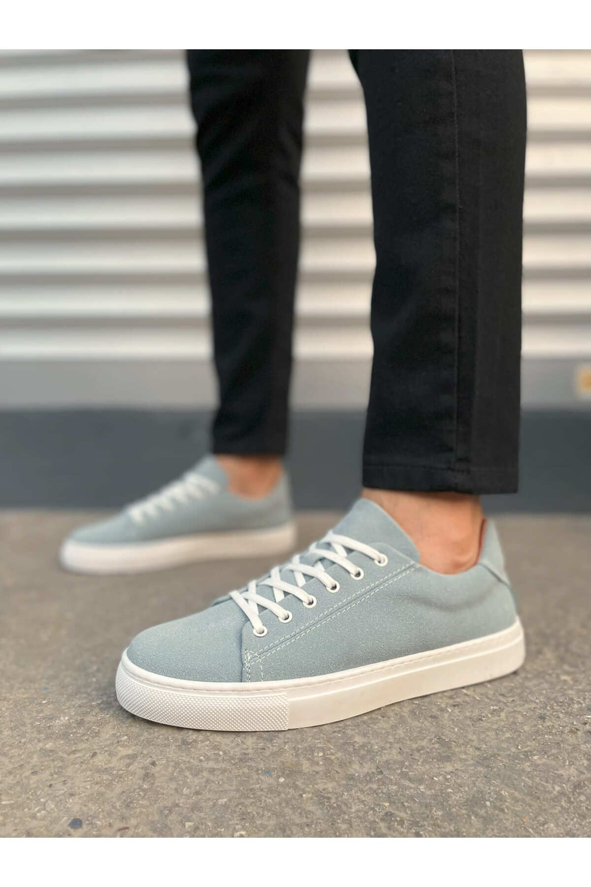 Zerenyus JY122 Mode Bağcıklı Günlük Erkek Sneaker - Süet Buz Mavi