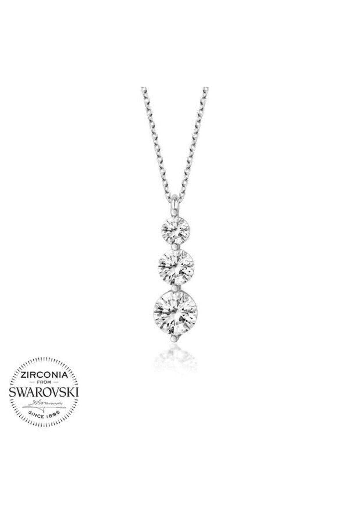 shop Taşlı Üç Taş 925 Ayar Gümüş Kolye