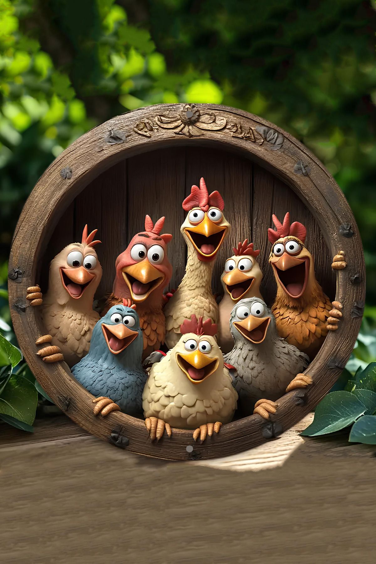 kutuTR 🐔 Sevimli Tavuk Ailesi Duvar Dekoru – 20 cm MDF Askılı Süs DT004