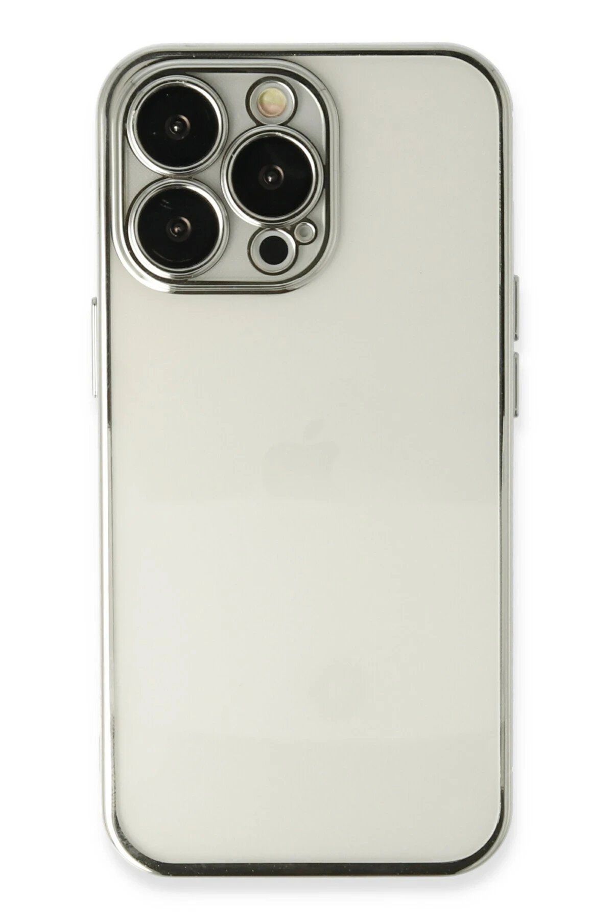 Tilmiz iPhone 13 Pro Max Kılıf Lensli Silikon - Gümüş