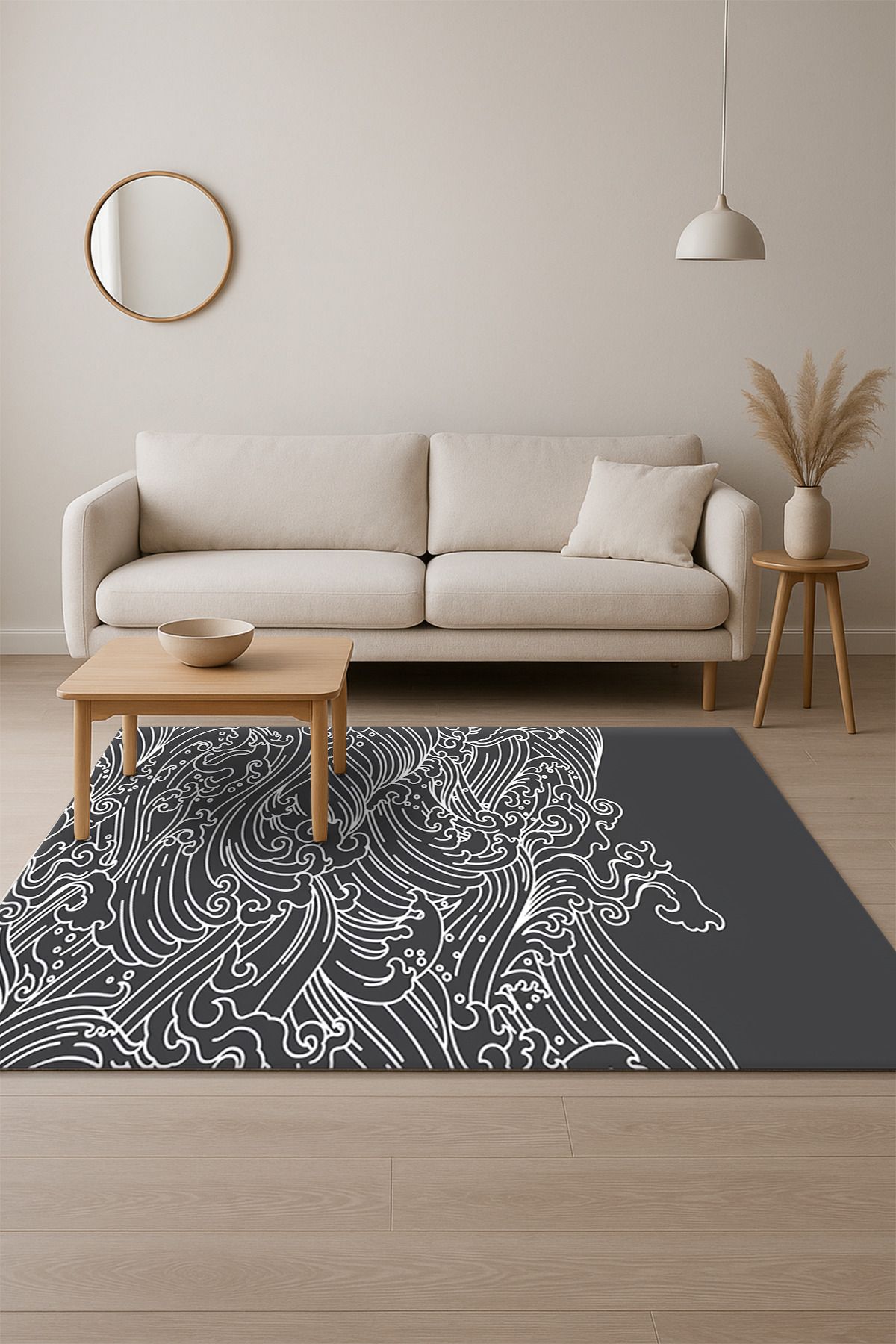 SÜNGERSAN Modern Pastel Renk Tonlarında Kaymaz Yıkanabilir Halı Kaymaz Salon Halısı