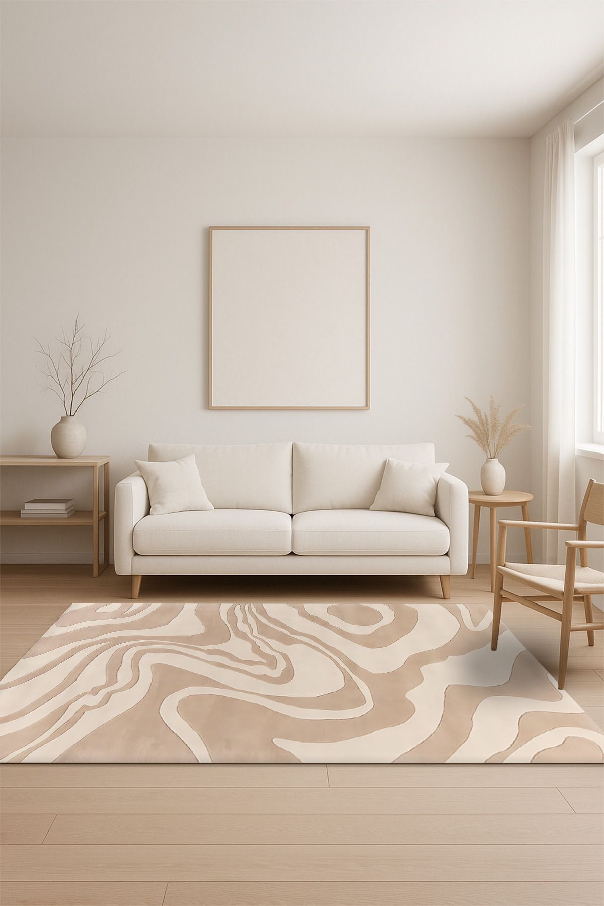 SÜNGERSAN Modern Pastel Renk Tonlarında Kaymaz Yıkanabilir Halı Kaymaz Salon Halısı