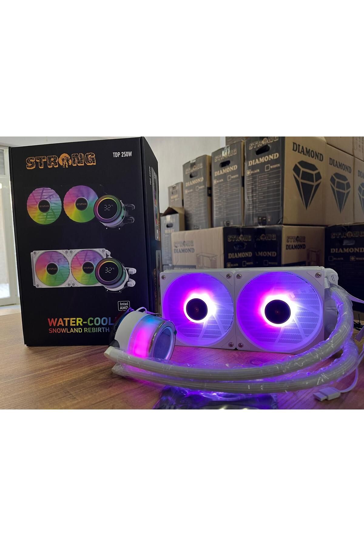 Strong Snowland Rebirth 240mm Beyaz Sıvı Soğutucu Isı Göstergeli Liqued Cooler