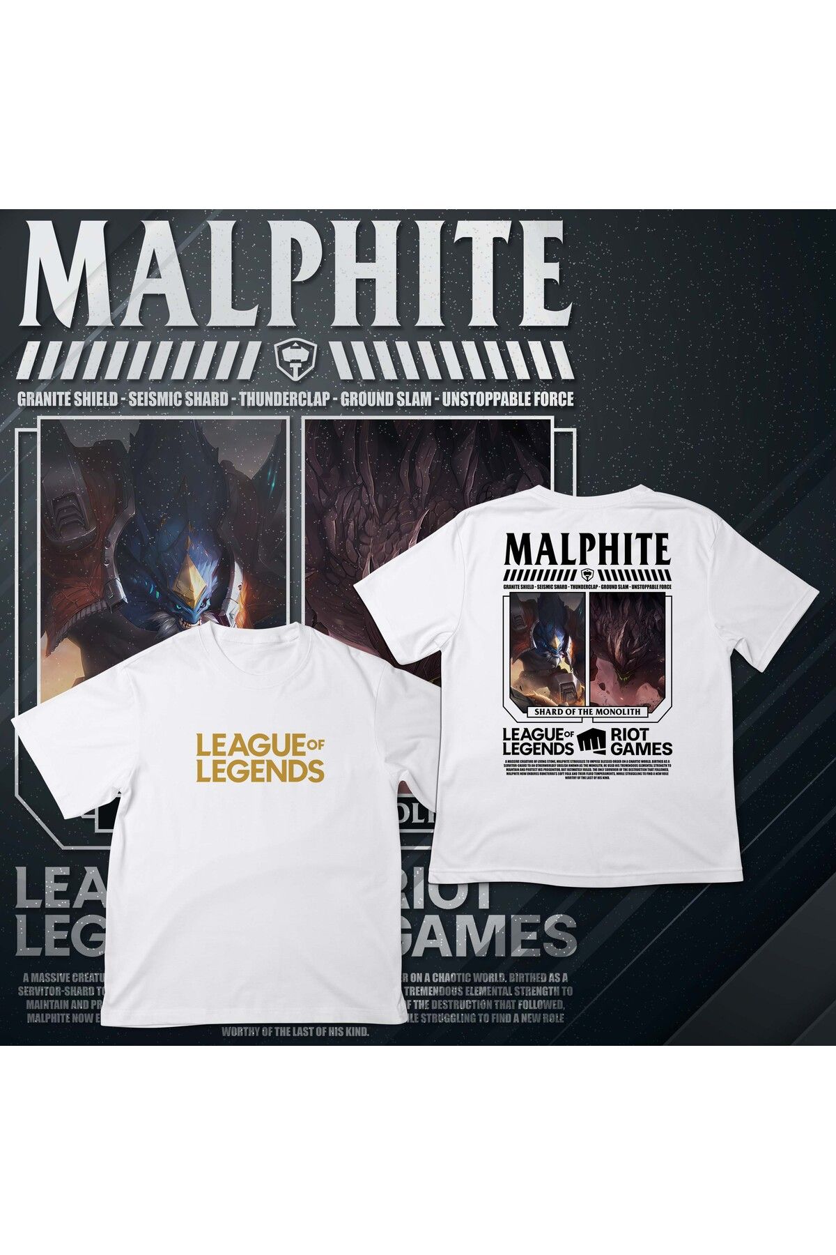 EZ Design League of Legends - MALPHITE - Baskılı Oversize T-shirt