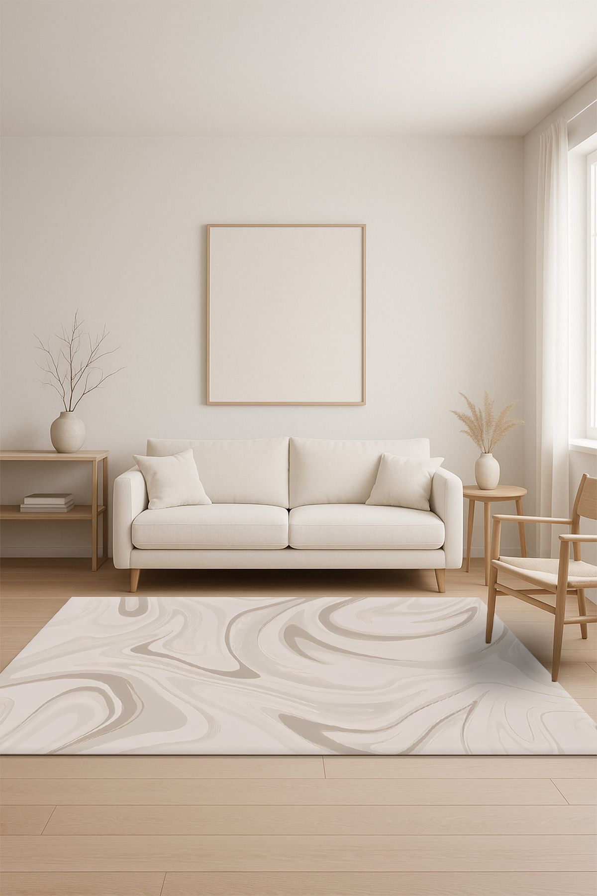 SÜNGERSAN Modern Pastel Renk Tonlarında Kaymaz Yıkanabilir Halı Kaymaz Salon Halısı