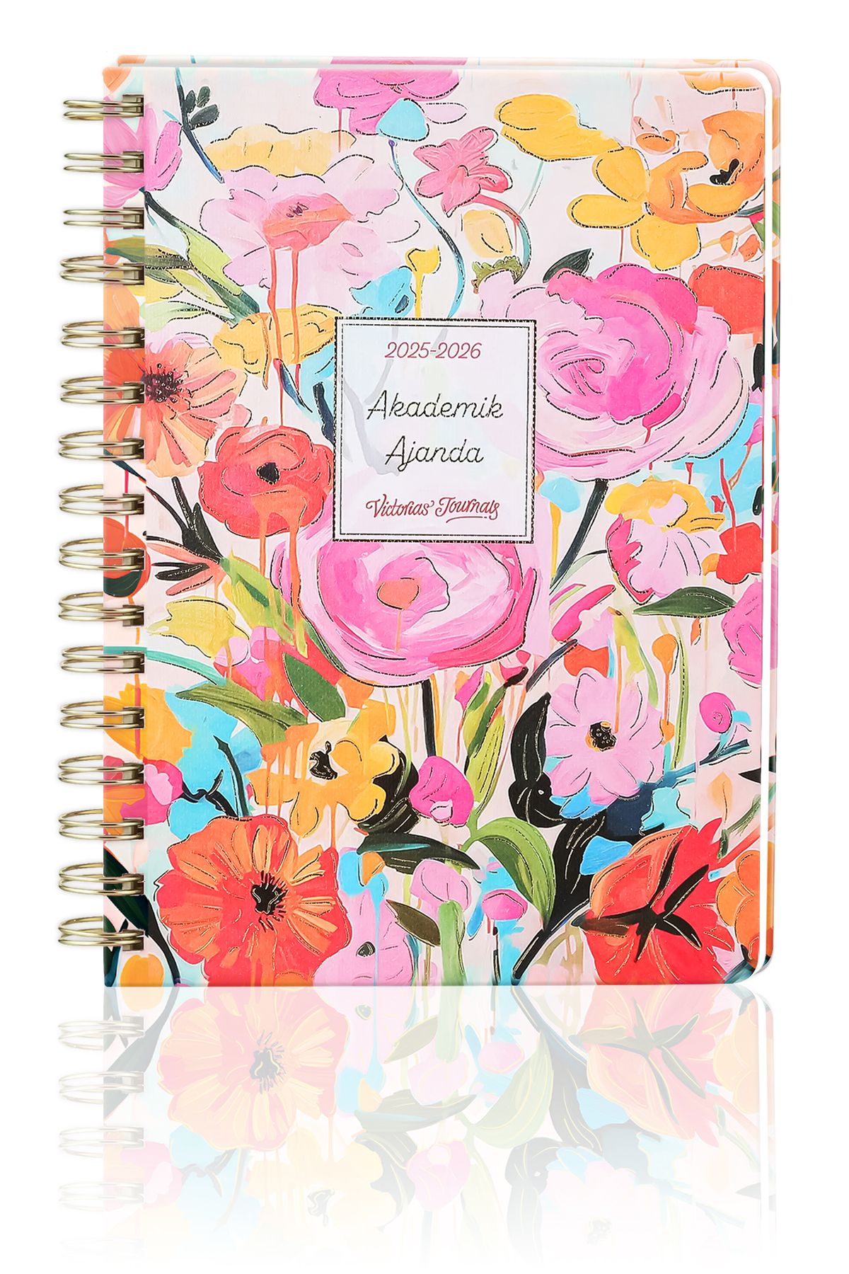 Victoria's Journals Akademik Ajanda-2025–2026 | A5 | Spiralli | Sert Kapak | Ivory 100 gr. | Sunshine Garden