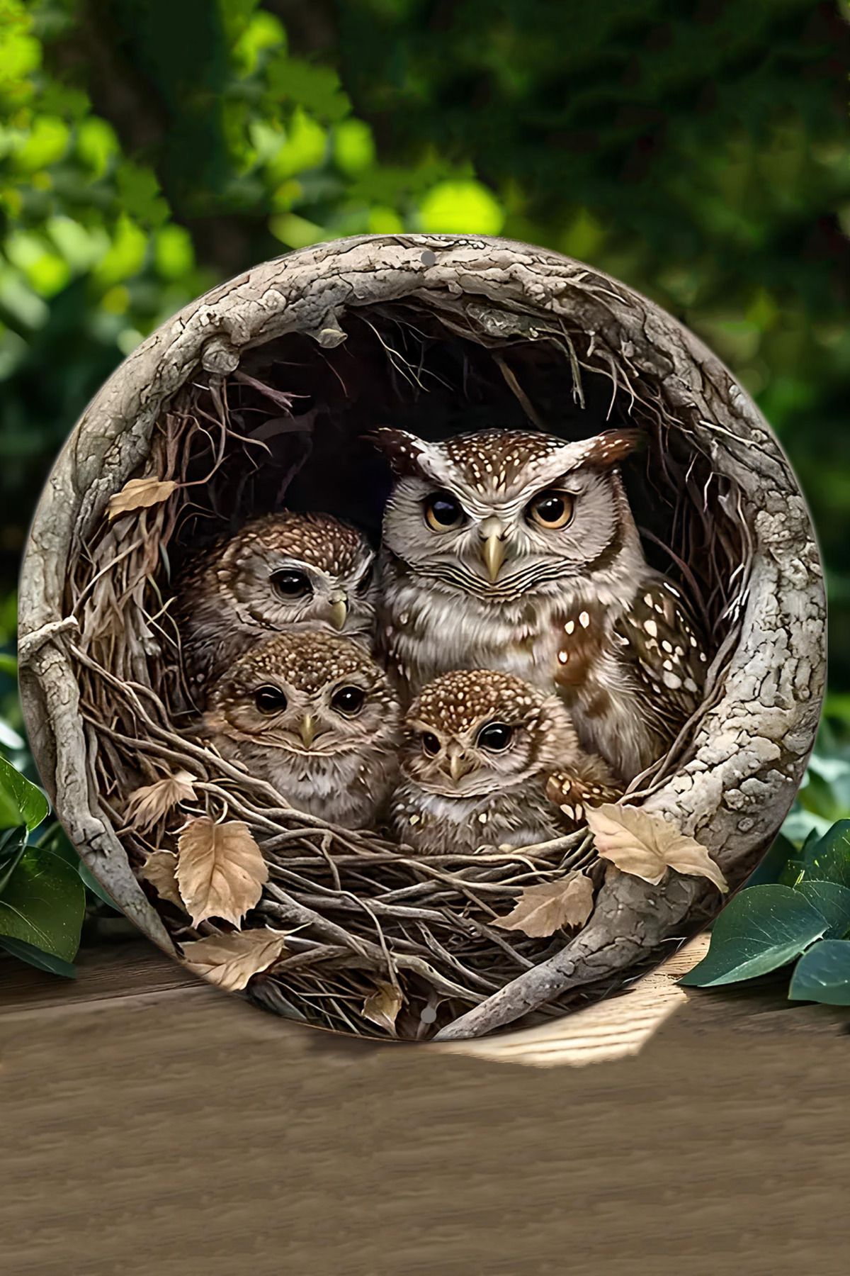 kutuTR 🦉 Baykuş Ailesi Temalı 3D Görünümlü MDF Duvar Dekorasyonu Çift Taraflı Bantla Yapışan DT005