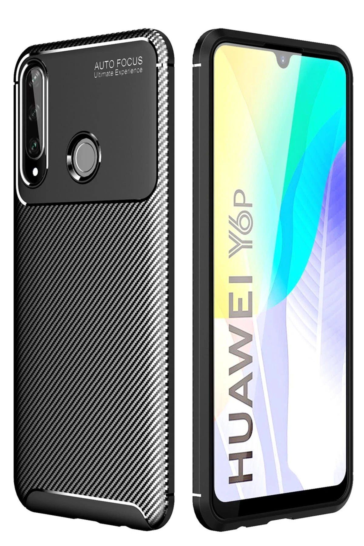 Tilmiz Huawei Y6P Kılıf Auto Focus Karbon Kapak - Siyah