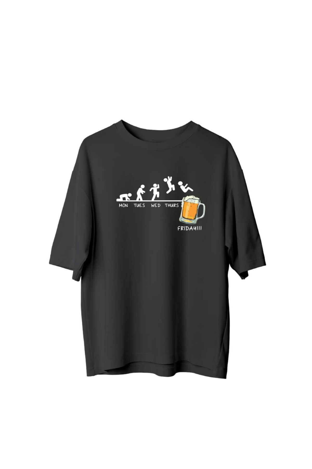 BETİLİNA Füme Frıday Men Bakılı Oversize T-shirt