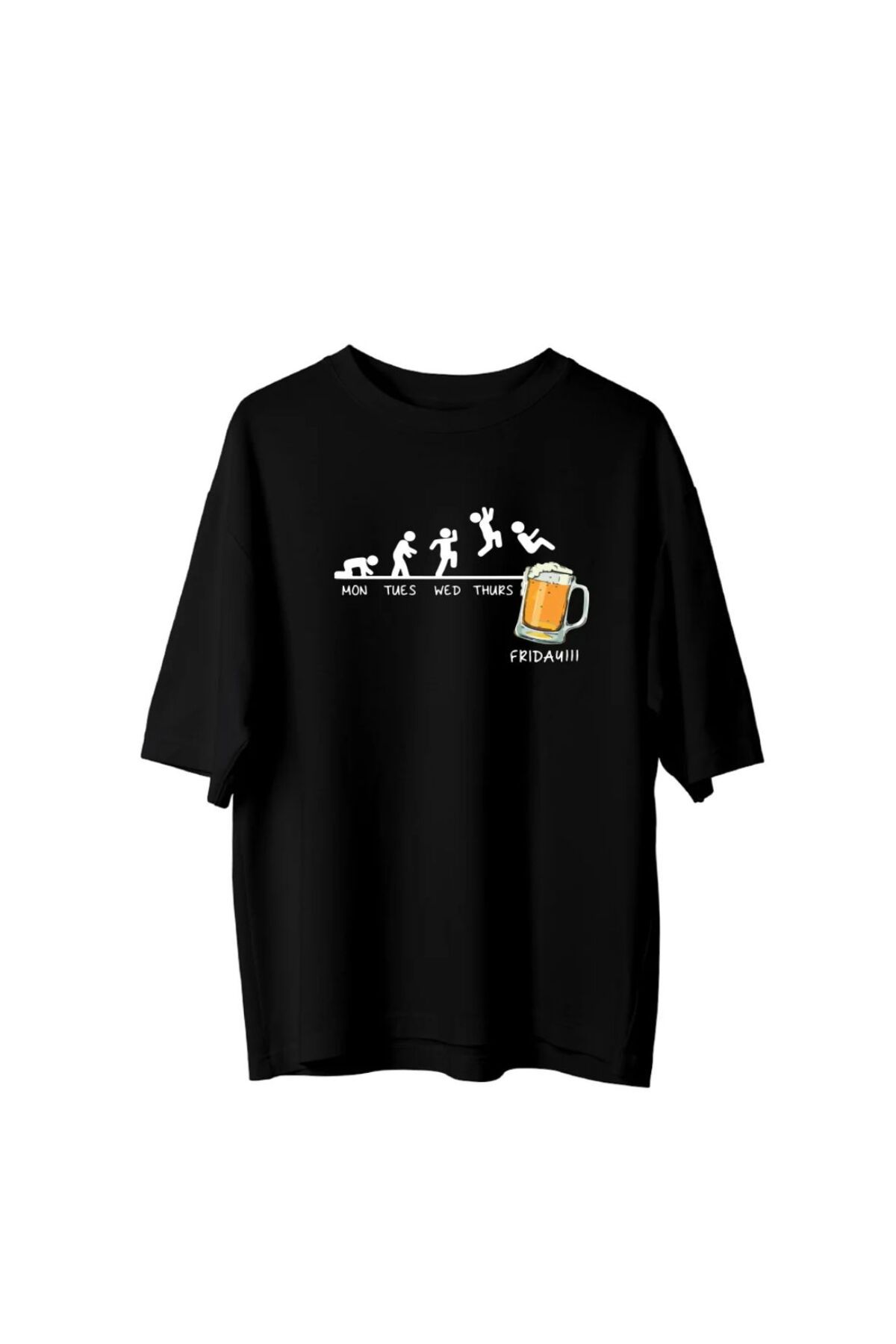BETİLİNA Siyah Frıday Men Bakılı Oversize T-shirt