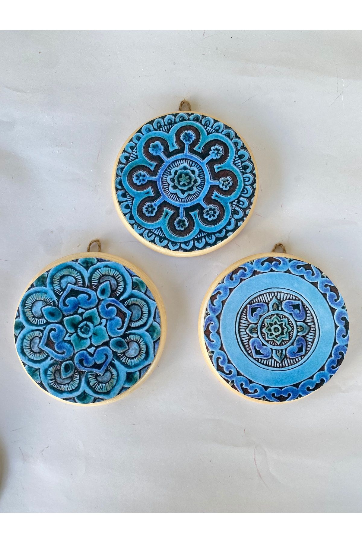 ZeyMin Art Fas Çinisi Desenli 3lü Duvar süsü