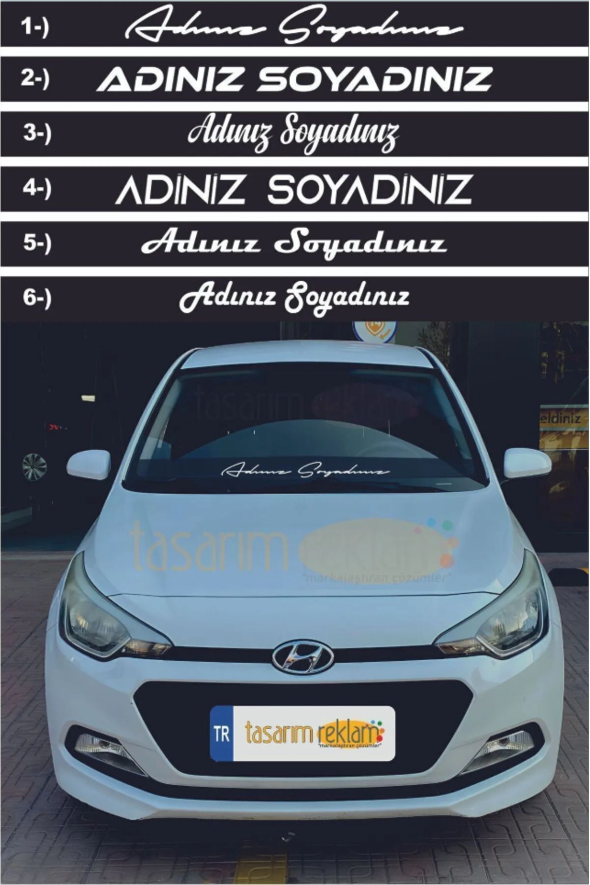 MLH STORE Ad Soyad Araç Sticker-İsim Soyisim Araba Yazısı-Araç Sticker-Ön Cam Araba Yazısı-Motosiklet Sticker