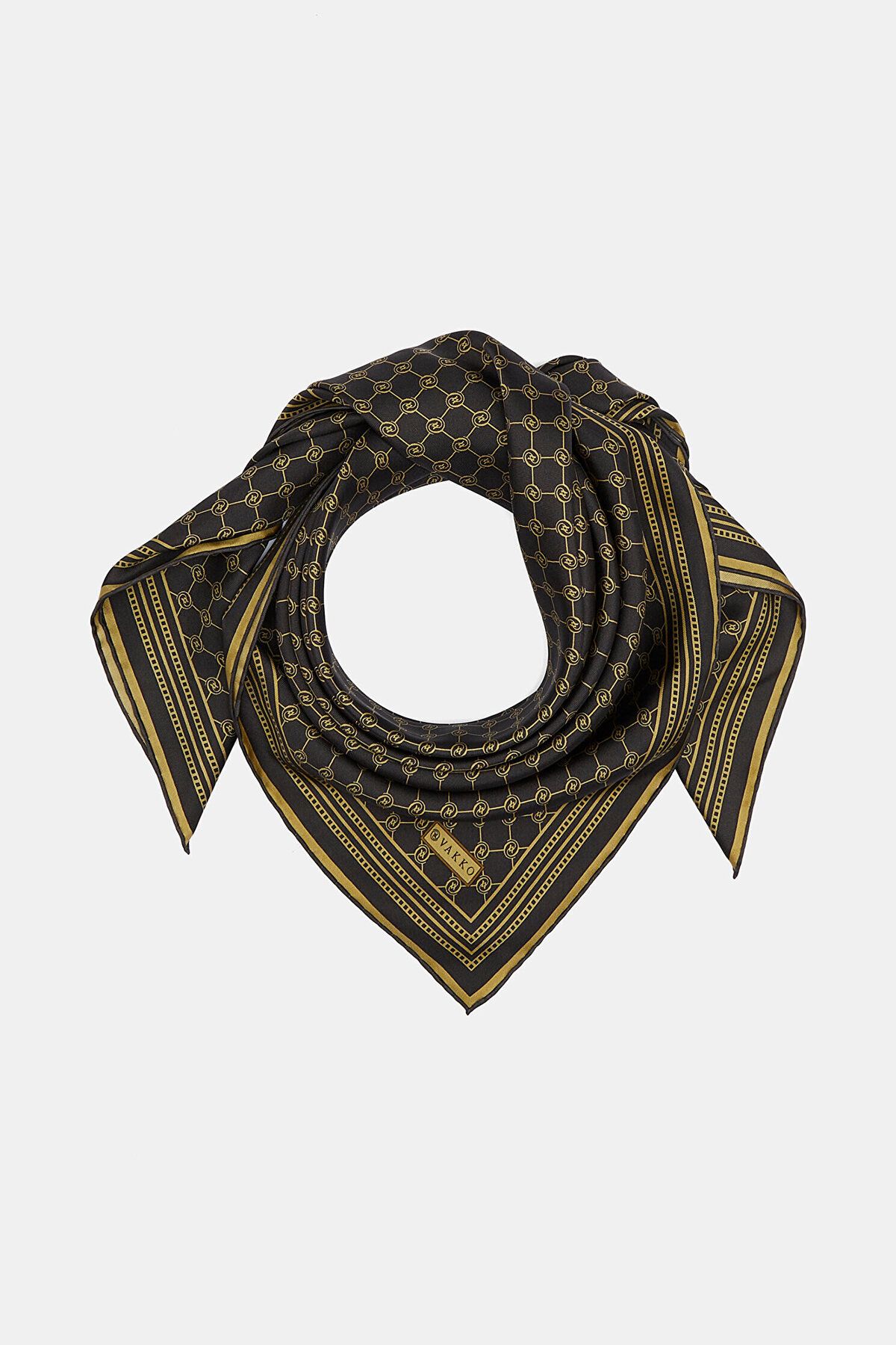 Vakko ÖZEL SERİ %100 İPEK MONOGRAM DESENLİ EŞARP