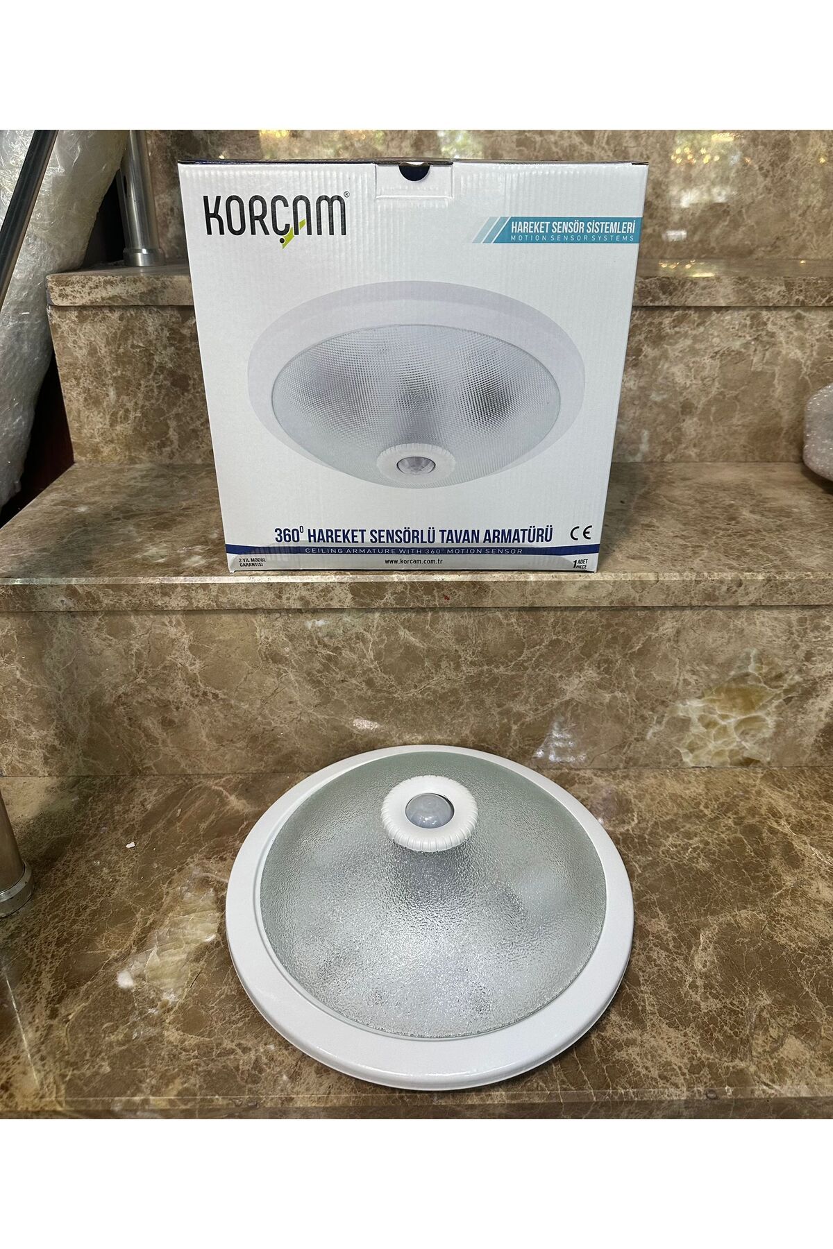 KORÇAM Tavan Sensörü Harekete Duyarlı 360 Derece Aliminyum Kasa Cam Kapak