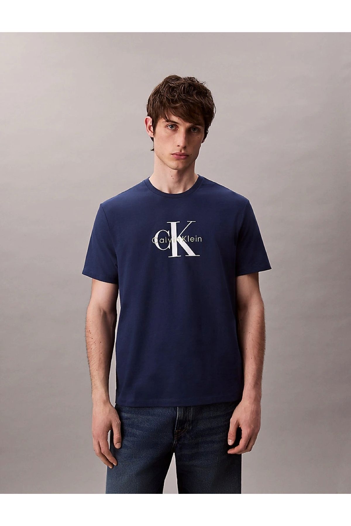 Calvin Klein Jeans SS Hero Monologo Tee 20s Erkek Mavi T-shirt LV04RB862G-C3I