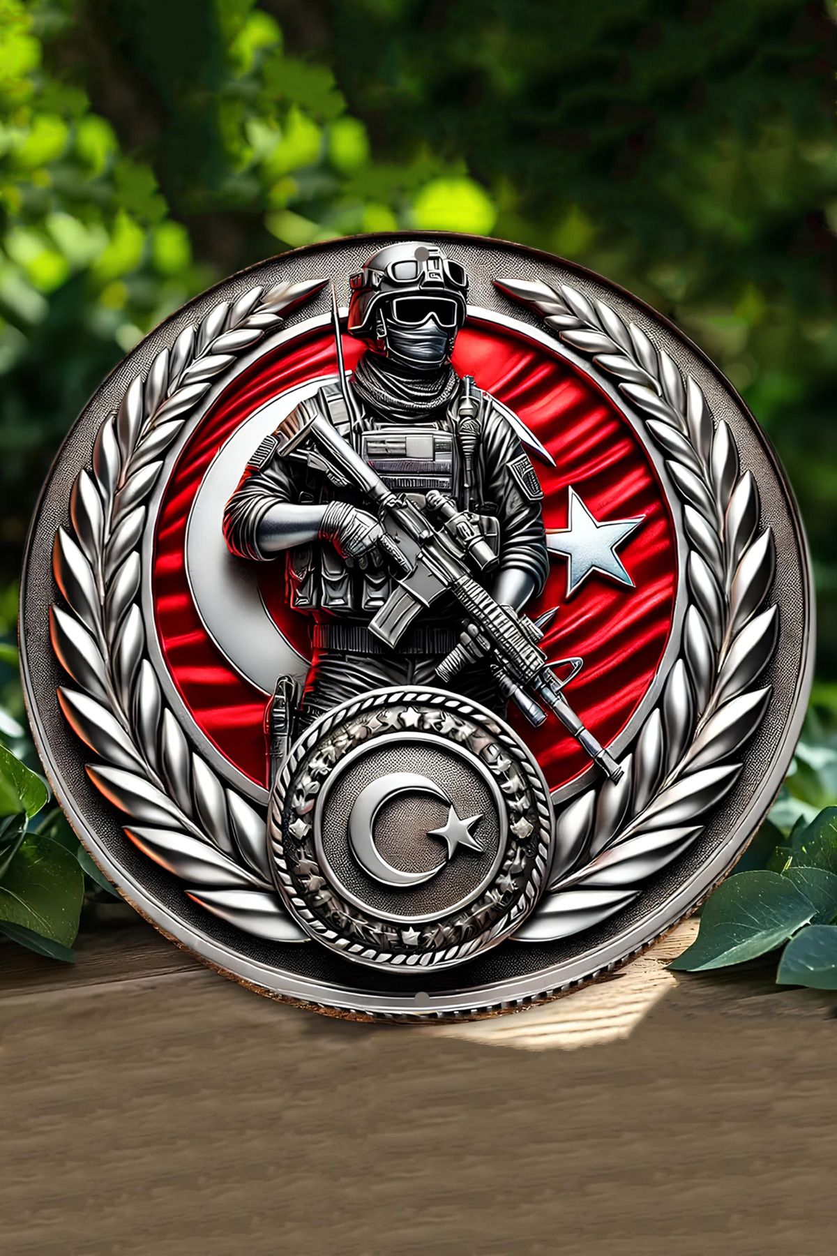 kutuTR 🇹🇷 Komando Temalı Türk Bayraklı MDF Duvar Dekoru (20 cm) DT011