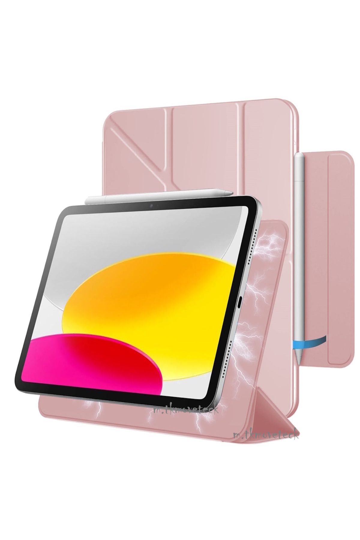 m.tk moveteck iPad Air 13 inç 2024 2025 Uyumlu Kılıf Manyetik Kalem için Kilit Yuvalı Standlı Slim Magic Kapak