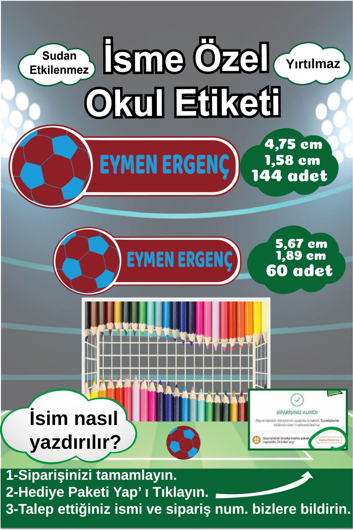 Ayza Tasarım Kalem Defter Kitap Etiketi İsim Etiketi Kişiye Özel Yapışkanlı Erkek Çocuk Okul Etiketi Kırtasiye