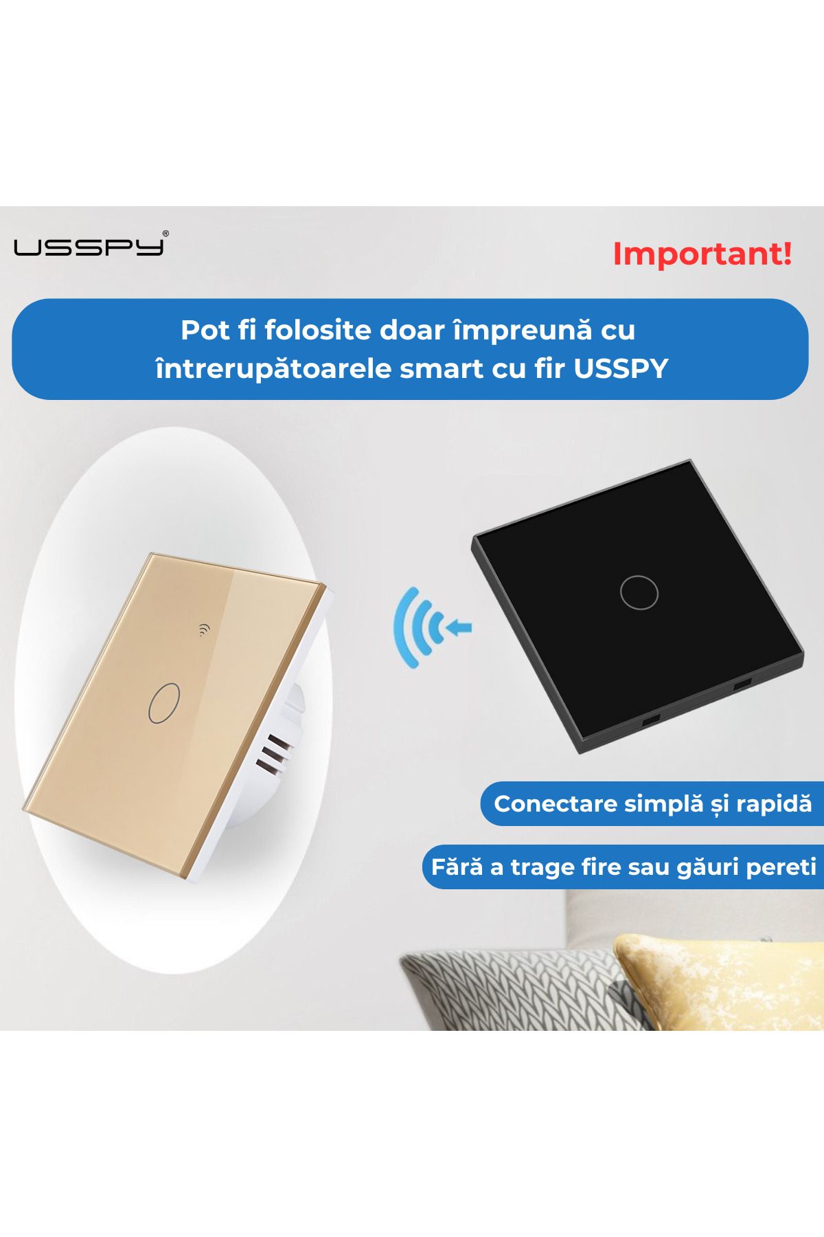 ARMY STORE-Wireless smart switch with touch, Wifi, 1 channel, Black 2