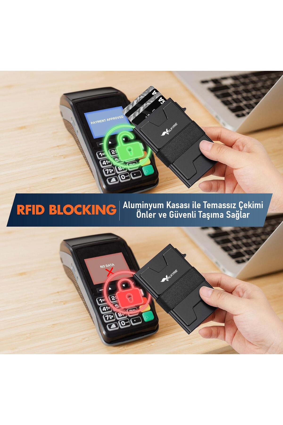 valkyrie  Akıllı Mekanizmalı Minimalist Karbon Fiber Kasa RFID Korumalı Cüzdan Kredi Kartlık 15 Kart - Görsel 4