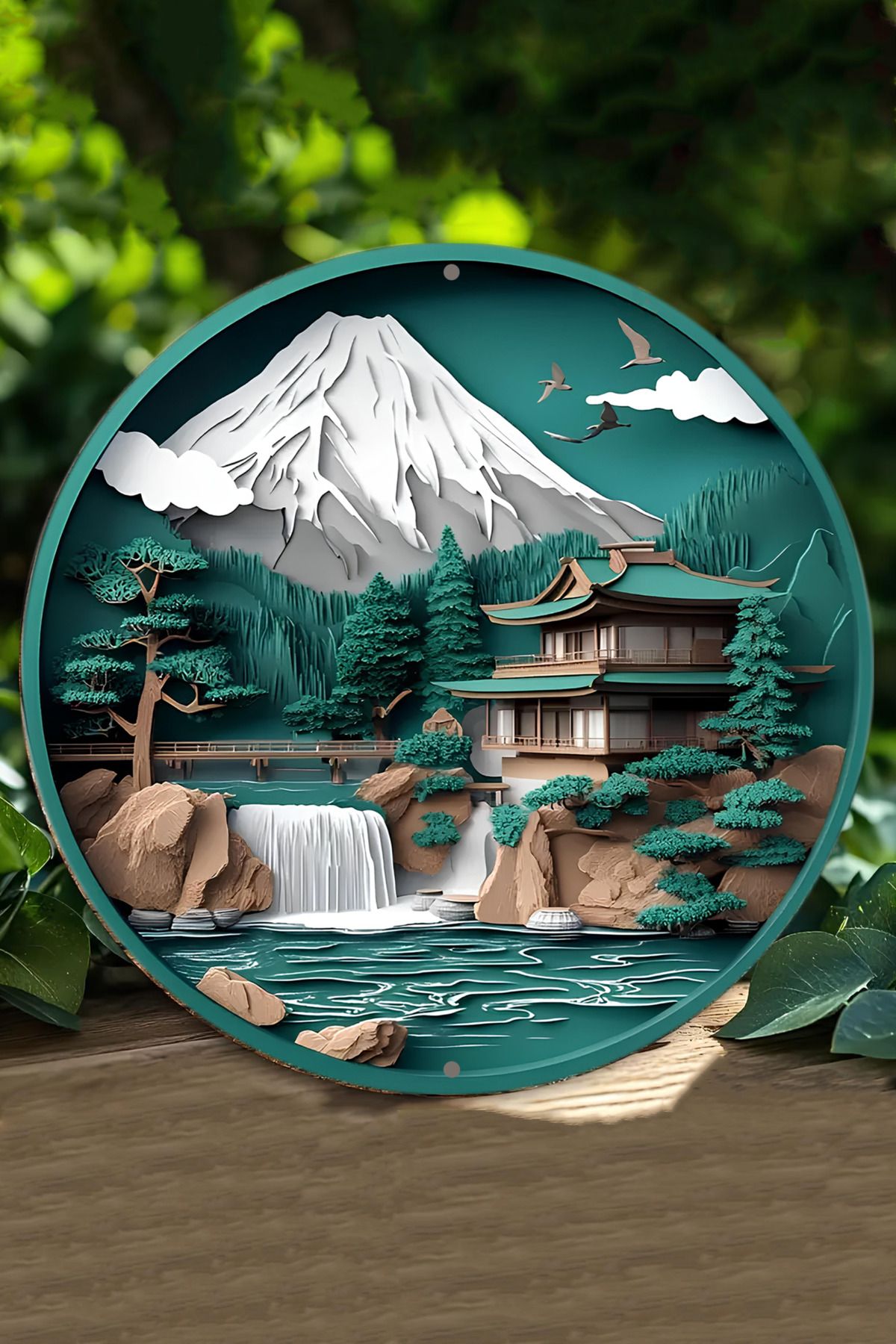 kutuTR 🗻 Japon Dağ Manzaralı MDF Duvar Dekoru – 3D Görünümlü, 20 cm DT012