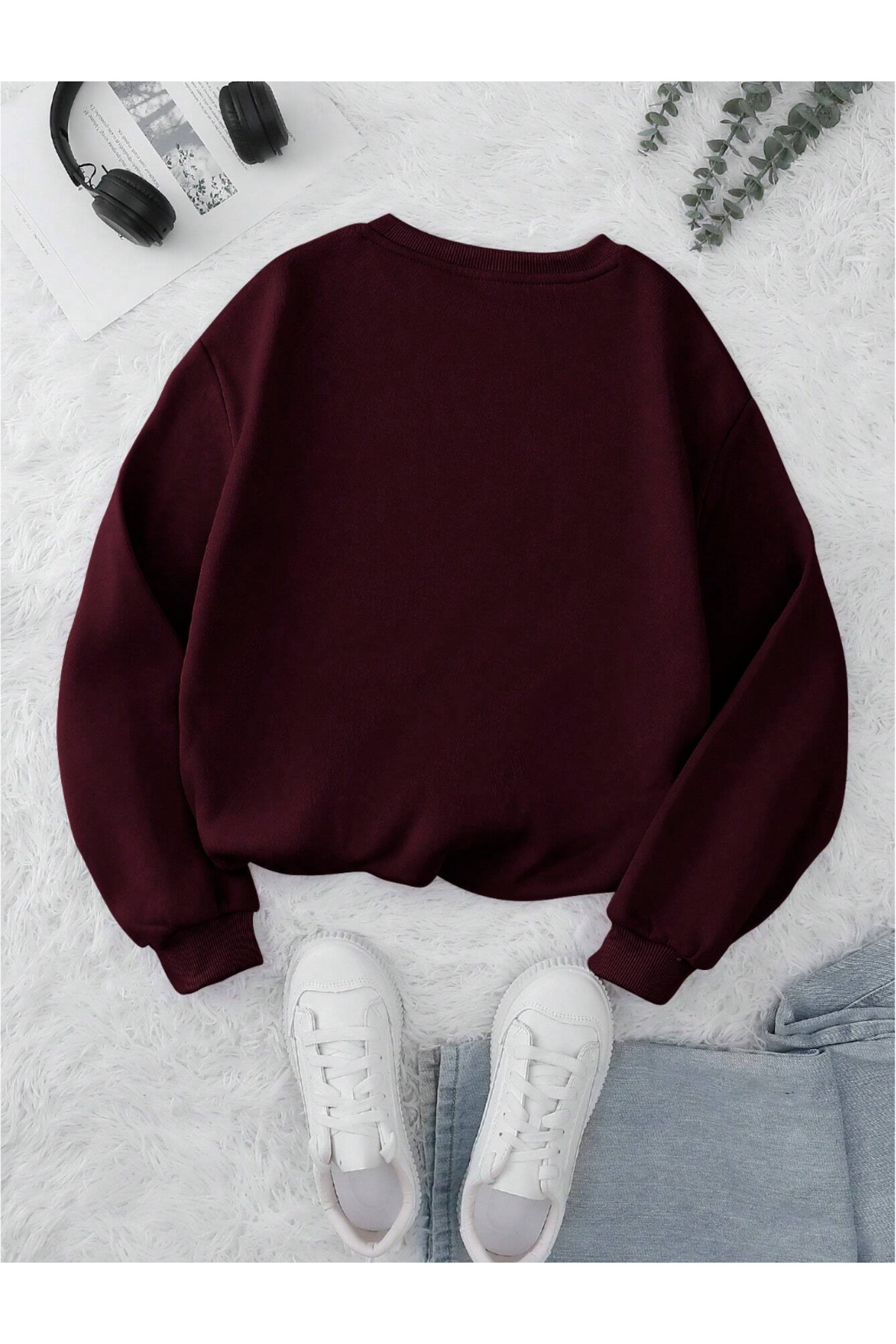 COHERENT  Unisex Kadın/Erkek LOS ANGELES Özel Renkli Oversize Bisiklet Yaka Pamuklu Sweatshirt - Görsel 2