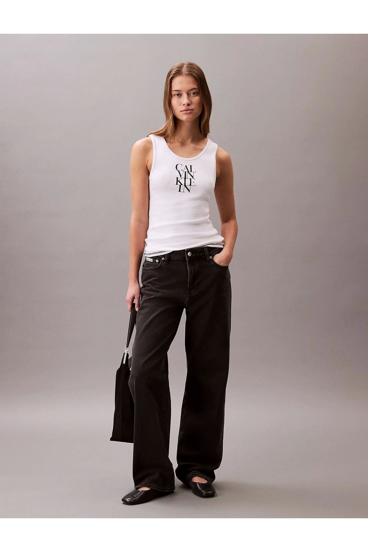 Calvin Klein Jeans Sl Cotton Rıb Solıd Tank Kadın Beyaz Bluz Lv044c219g-yaa