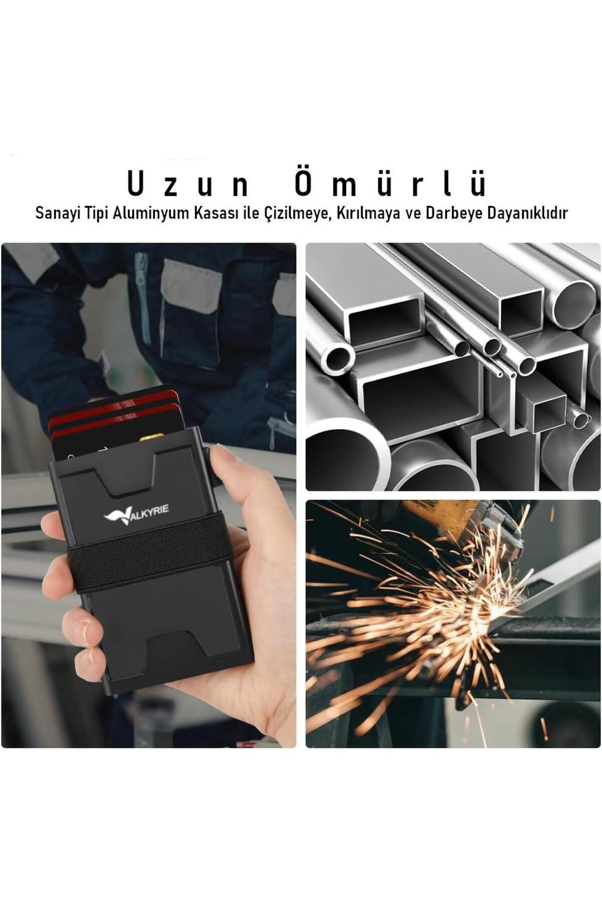 valkyrie  Akıllı Mekanizmalı Minimalist Karbon Fiber Kasa RFID Korumalı Cüzdan Kredi Kartlık 15 Kart - Görsel 8