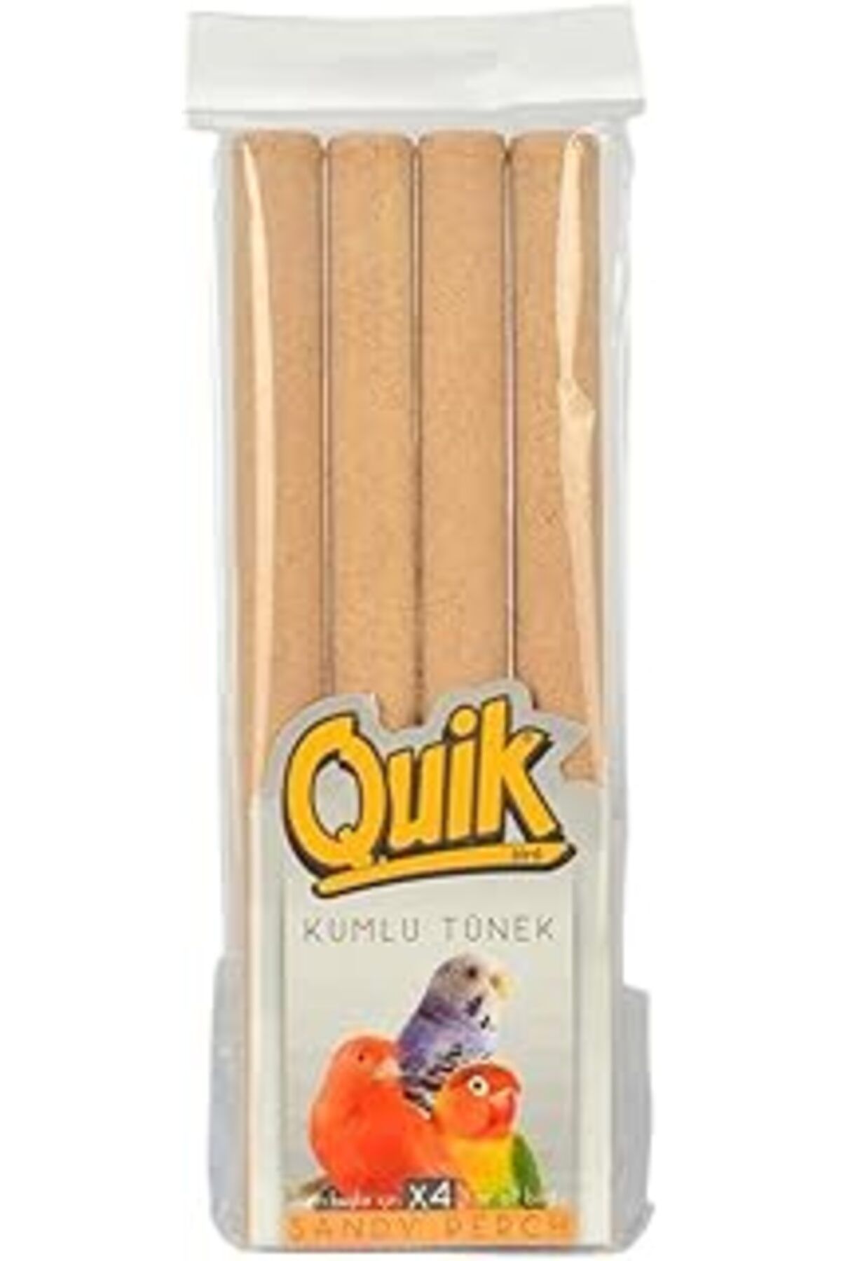 Mu Art Ahşap Quik Kuşlar İçin Kumlu Tünek 4'Lü Paket