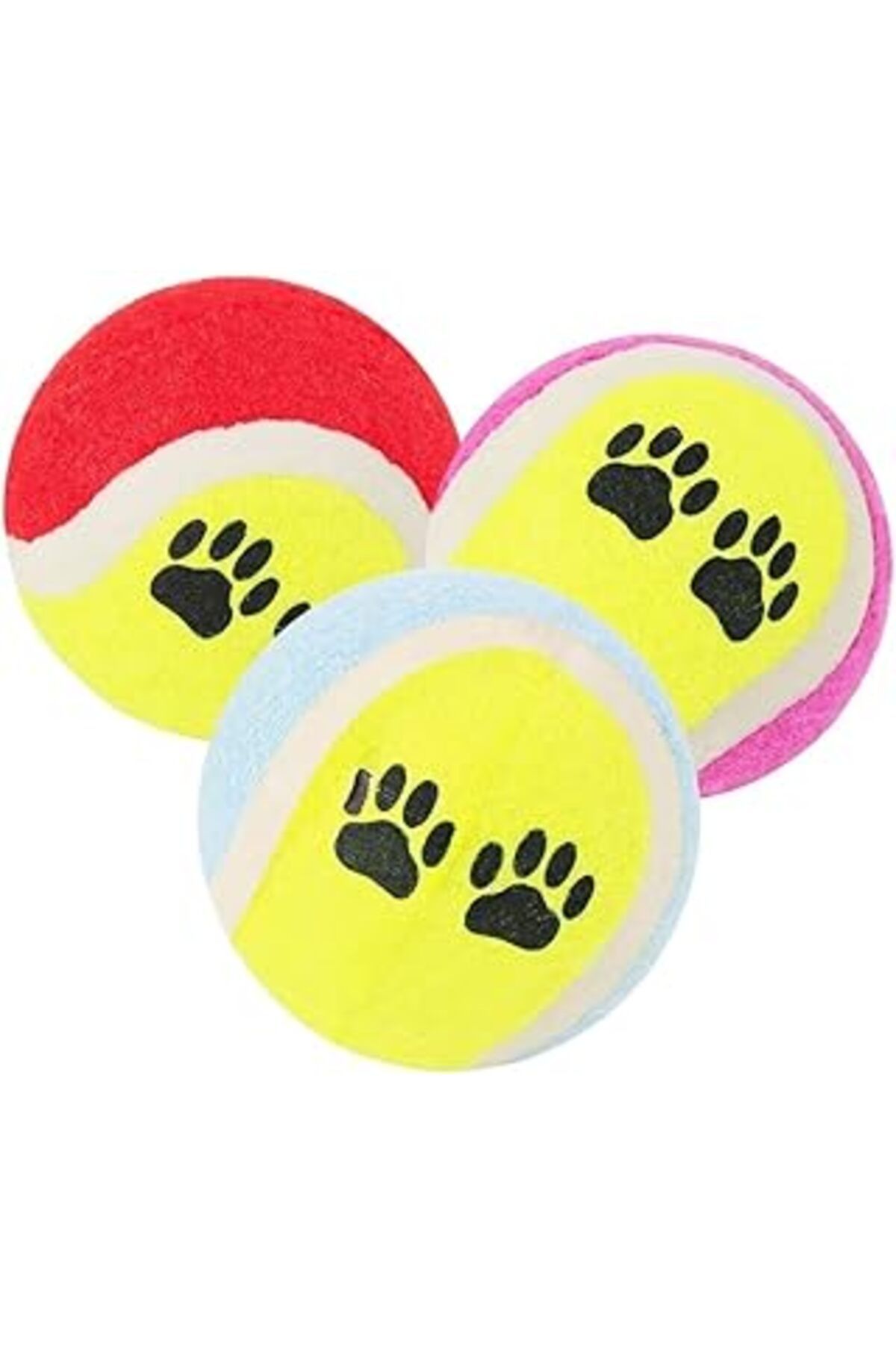 ASİTAN Outdoor Outlet 3'lü Renkli Desenli Tenis Topu Kedi Köpek Oyuncağı