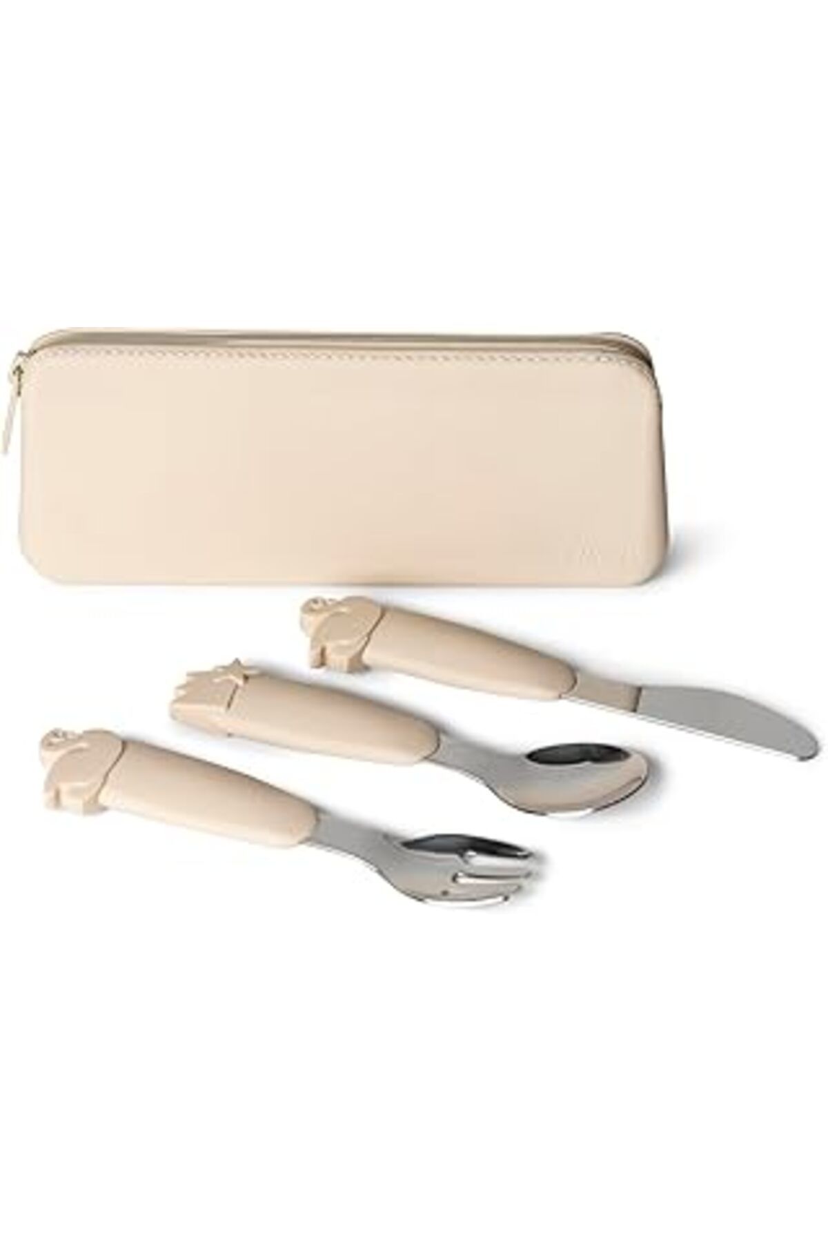 ASİTAN Citron Çantalı Silikon Saplı Paslanmaz Çelik Çatal Bıçak Ve Kaşık Takımı - Beige 1286395