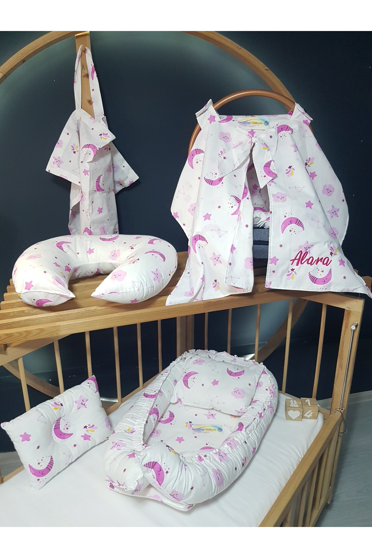 bebek_iklimi İsimli Puset Örtüsü - 7 Parça Bebek Seti – Babynest Anne Yanı Yatak, Puset Takımı, Emzirme Yastığı fotoğrafı 3 (önizleme)