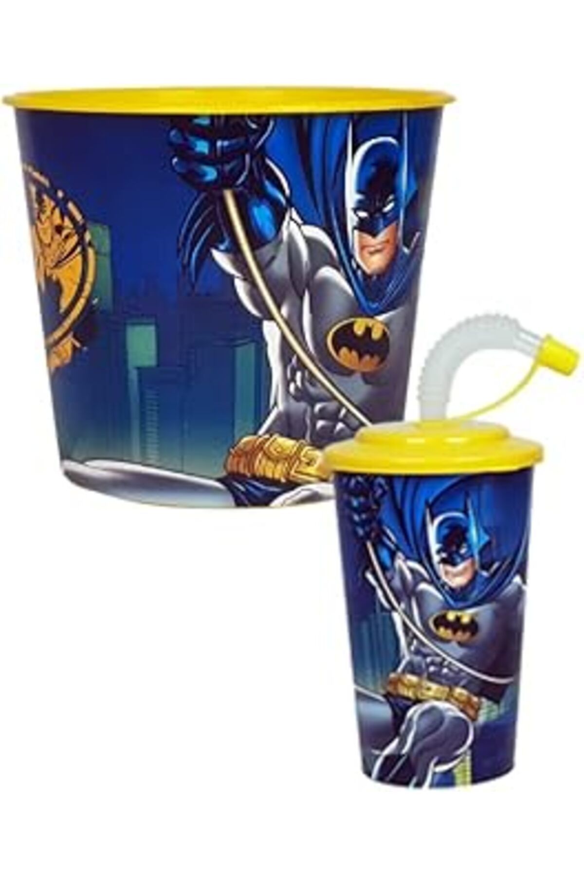 Mu Art Ahşap Odavar Renkli Popcorn, Çerez, Pipetli Pratik Bardak Seti,Atıştırmalık, Mısır Kovası, 2Li Set, (Sarı