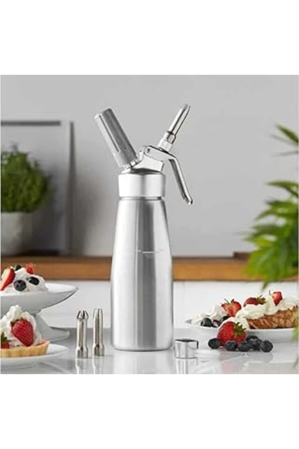 ASİTAN Krem Şanti Dispenseri, Krem Şanti Sifonu, 3 Duylu Köpüklü Krem Şanti Makinesi, 500 Ml