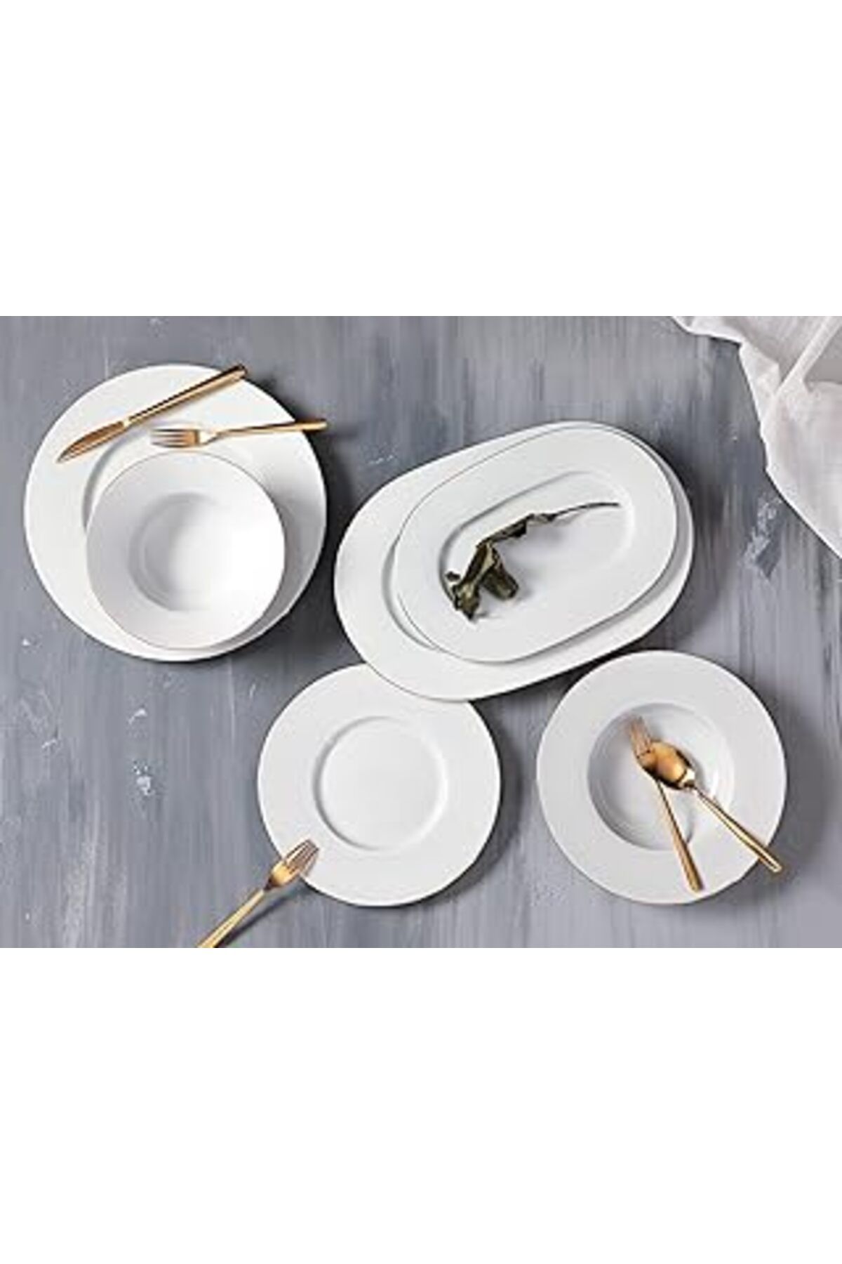 Mu Art Ahşap Porland Altın Yaldız 27 Parça 6 Kişilik Yemek Takımı