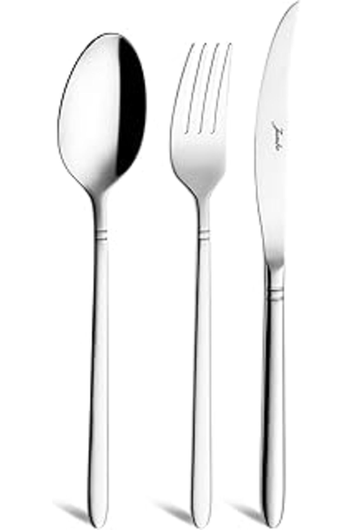 Mu Art Ahşap Jumbo 2002 18 Parça 6 Kişilik Yemek Çatal Kaşık Bıçak Takımı Çelik
