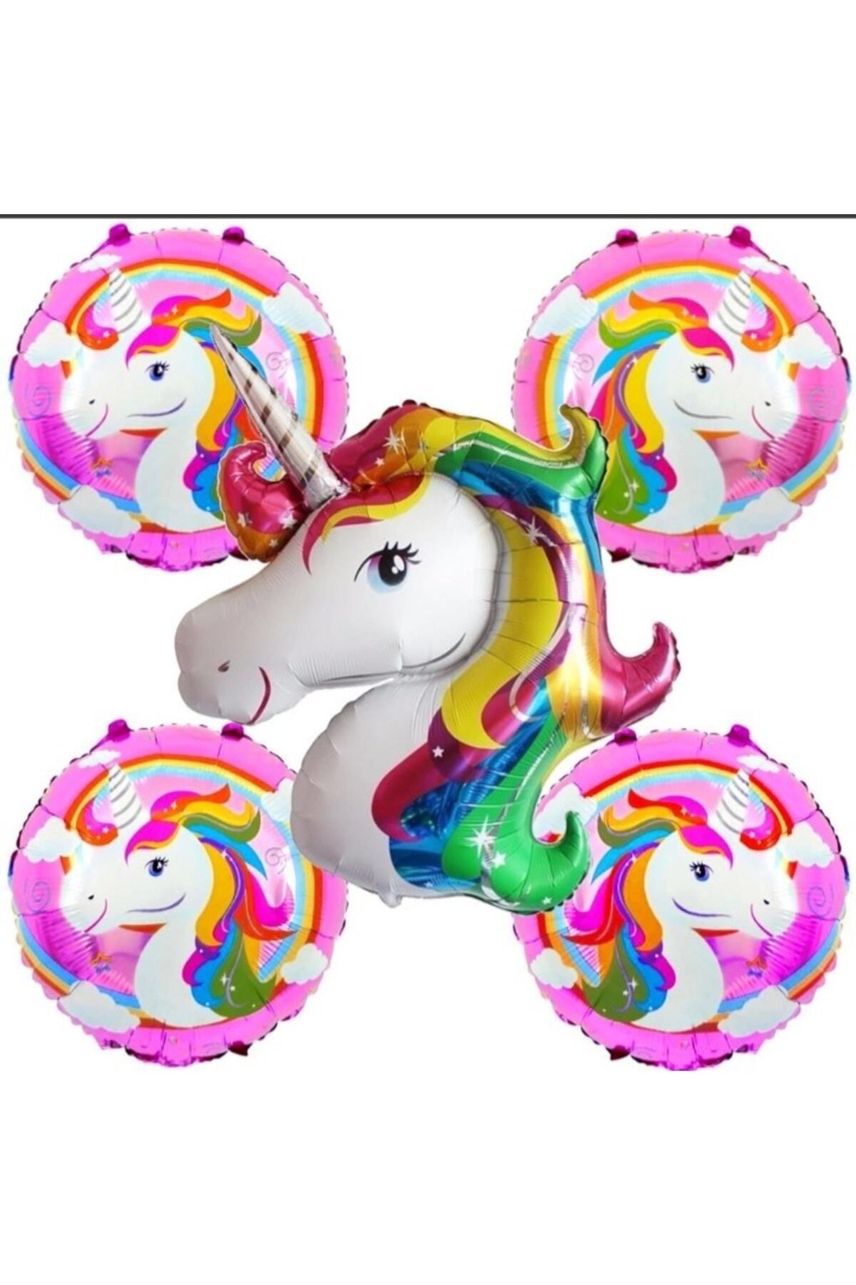 Baloncum Balon Unicorn Temalı 5'li Set Helyum Balon